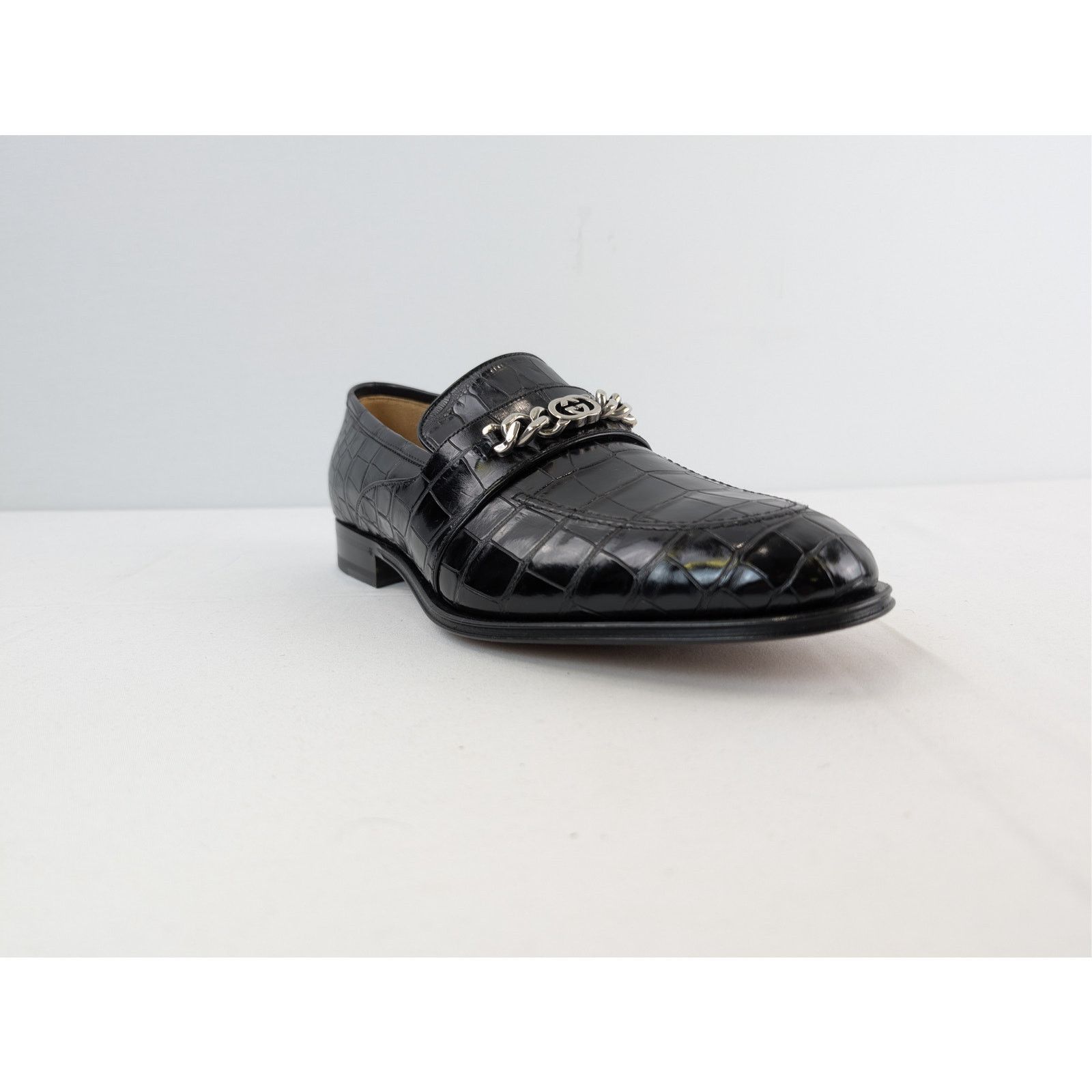 Gucci o1rshd1 Sukey Logo Crocodile Dress Loafers Shoe Boots Black Size US 10 / EU 43 - 2 Thumbnail