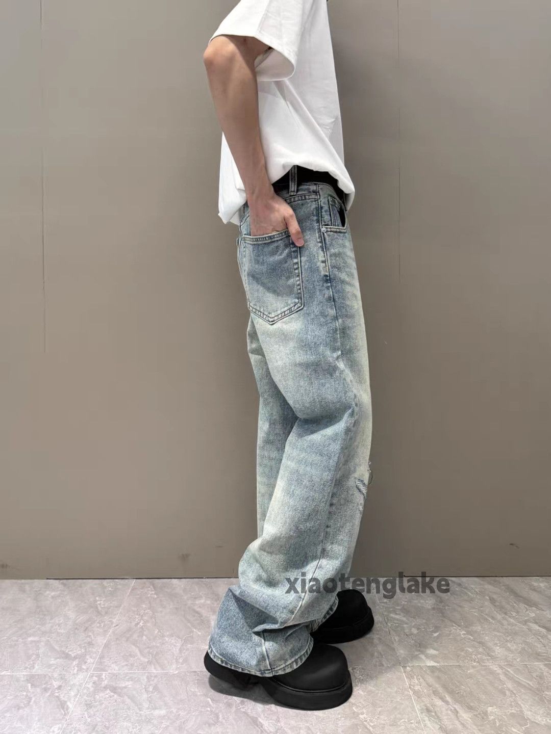 Jean × Vintage washed faded damaged skate hiphop baggy jeans Size US 34 / EU 50 - 3 Thumbnail