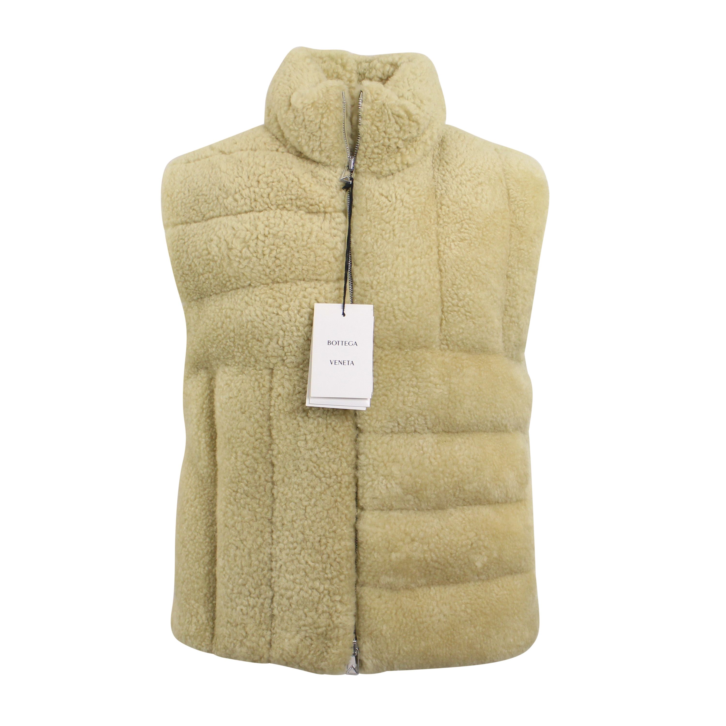 image of Bottega Veneta Beige Beige Shearling Vest Size Xxl, Men's