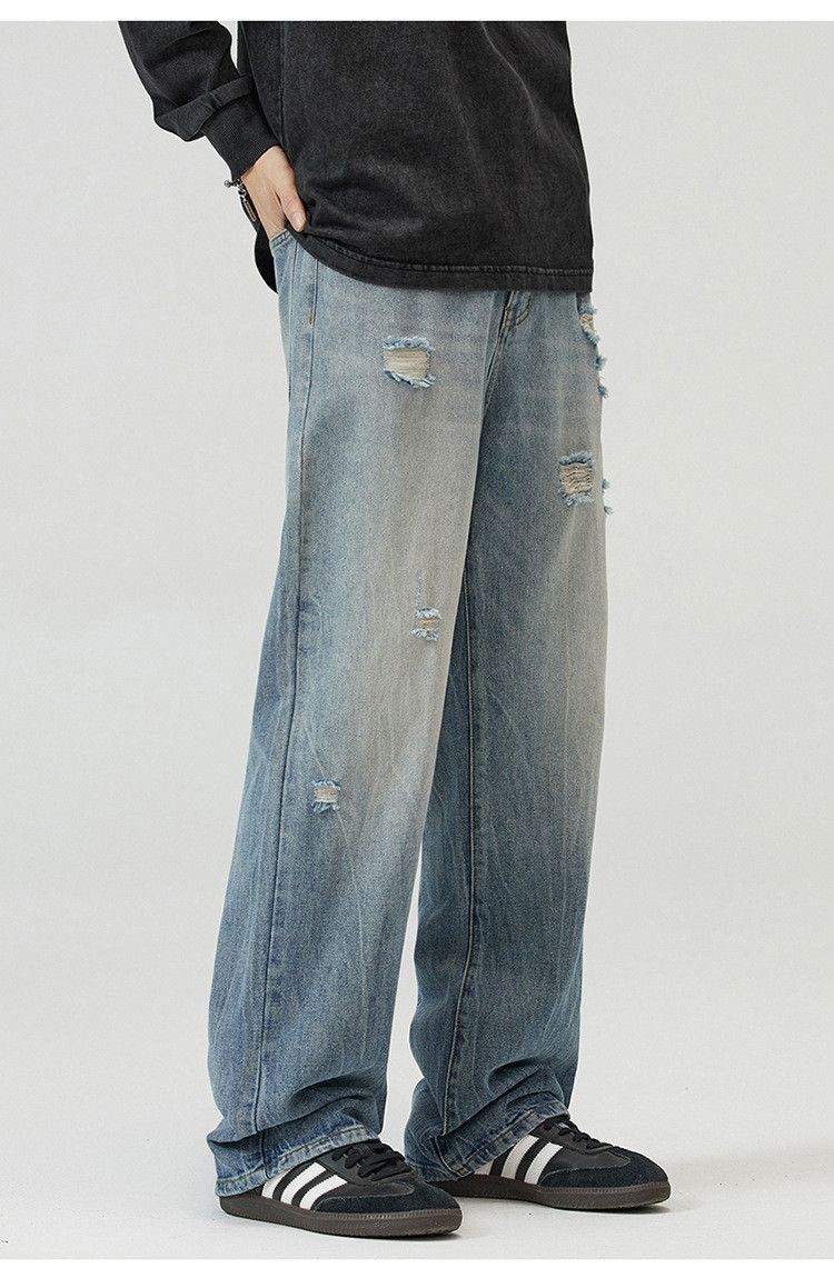 Japanese Brand × Jean Vintage street washed straight high casual ripped jeans Size US 32 / EU 48 - 2 Thumbnail