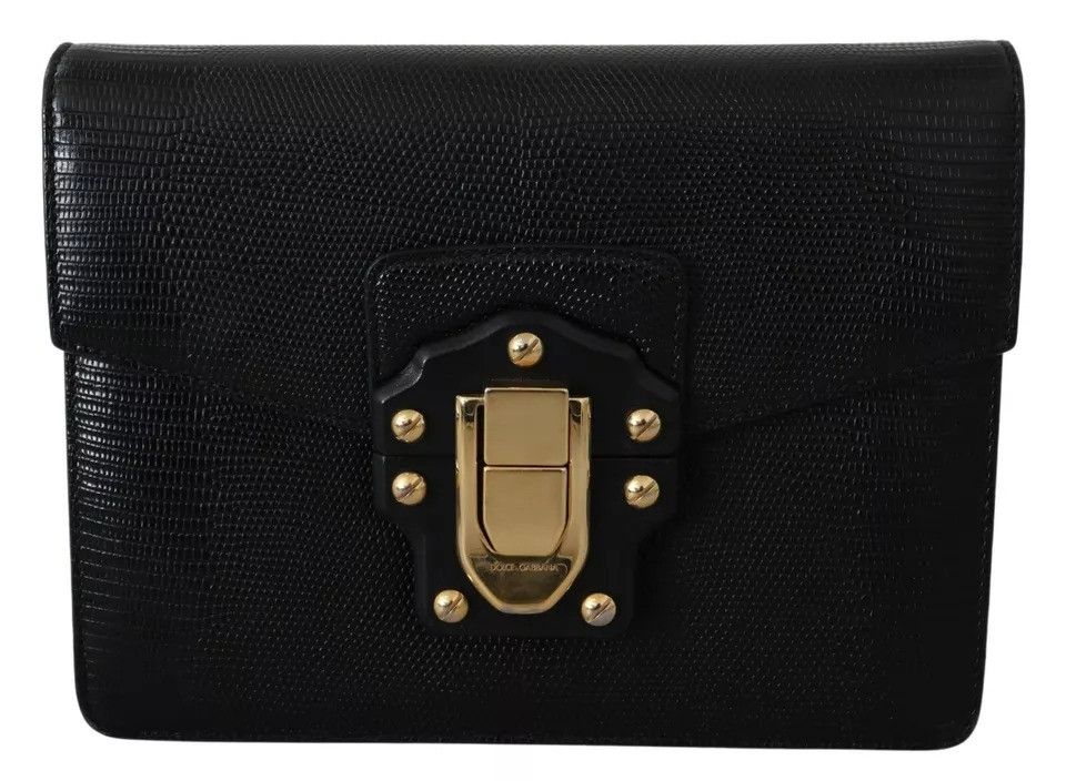 Black Leather Gold Metal Mini Women Purse Bag Lucia Women's