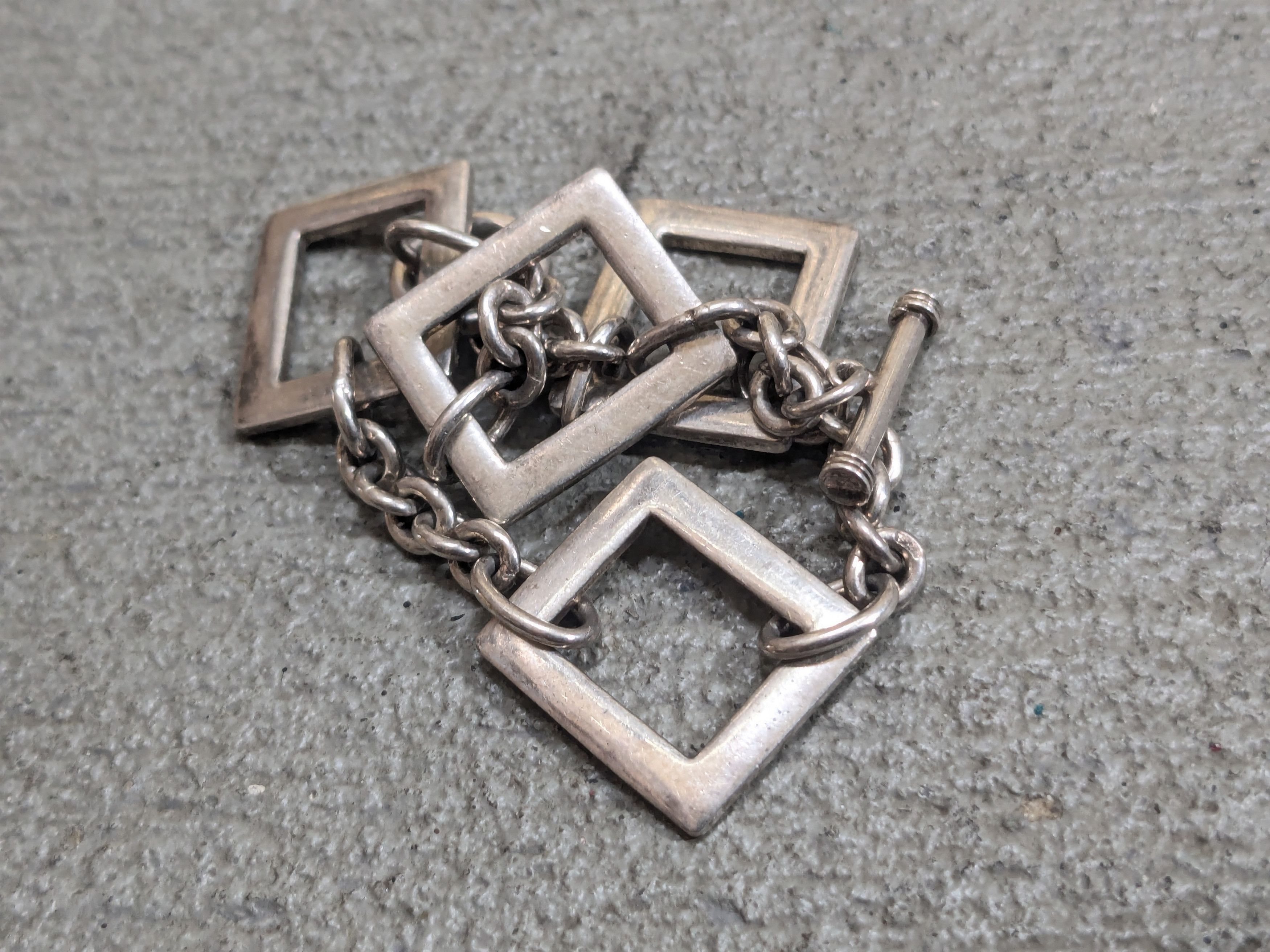 Sterling Silver Vintage Sterling Silver Bracelet Square Chain Size ONE SIZE - 7 Thumbnail