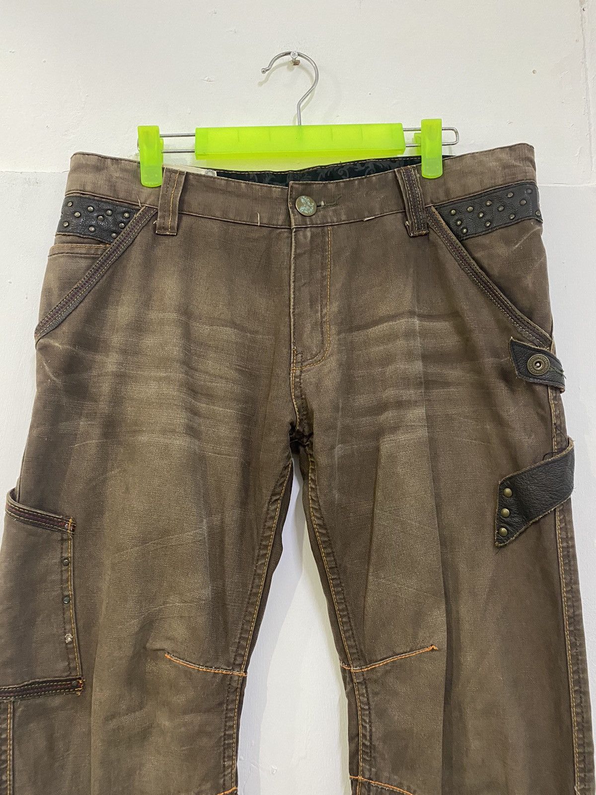Japanese Brand 💥PUNK GOTH EMO DESIGN GOA TWENTH WORK BONDAGE FLARE JEANS Size US 36 / EU 52 - 4 Thumbnail