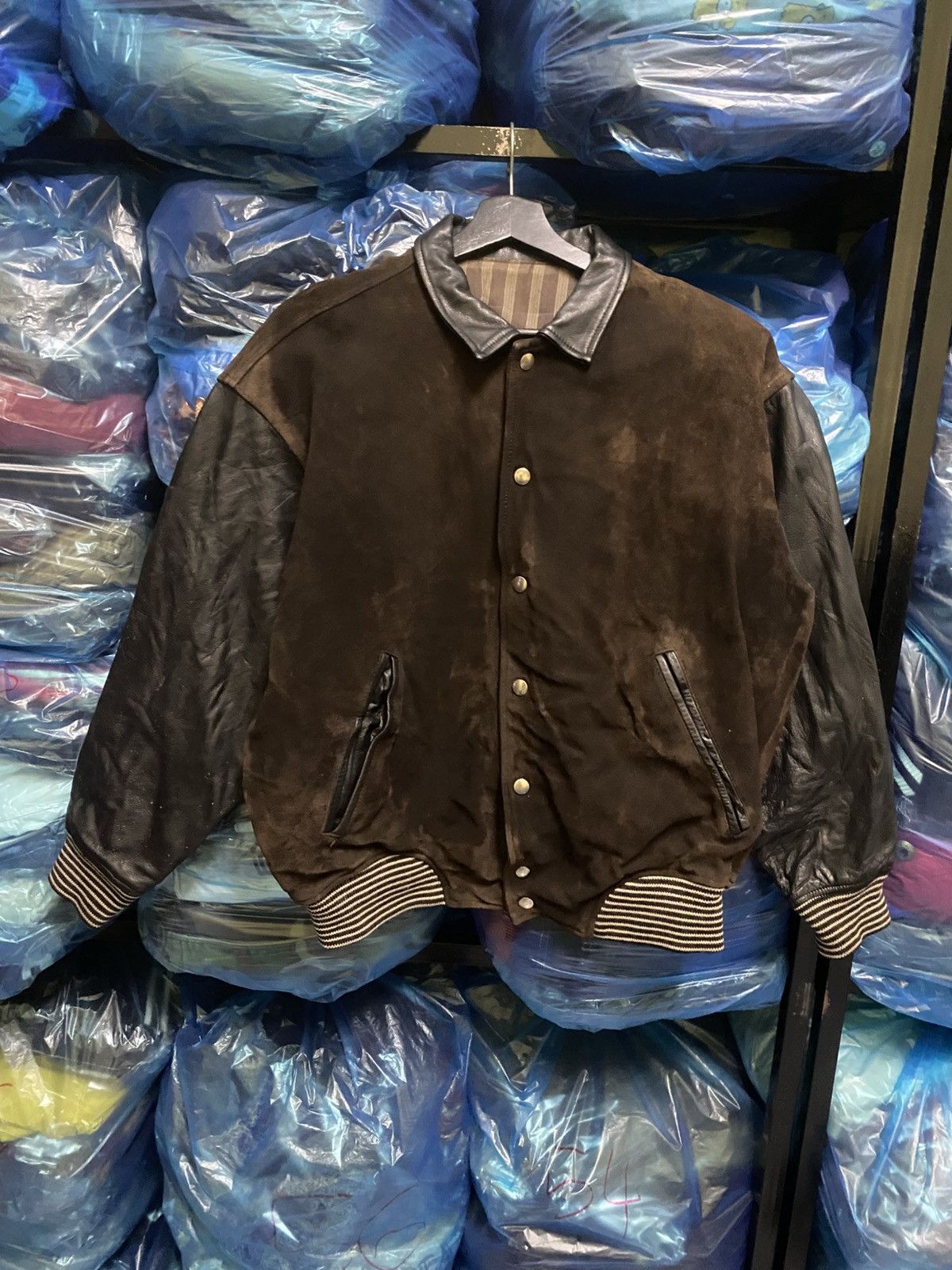 Japanese Brand Vintage SAB STREET Brown Suede Leather Varsity Jacket Snap Size US L / EU 52-54 / 3 - 2 Thumbnail