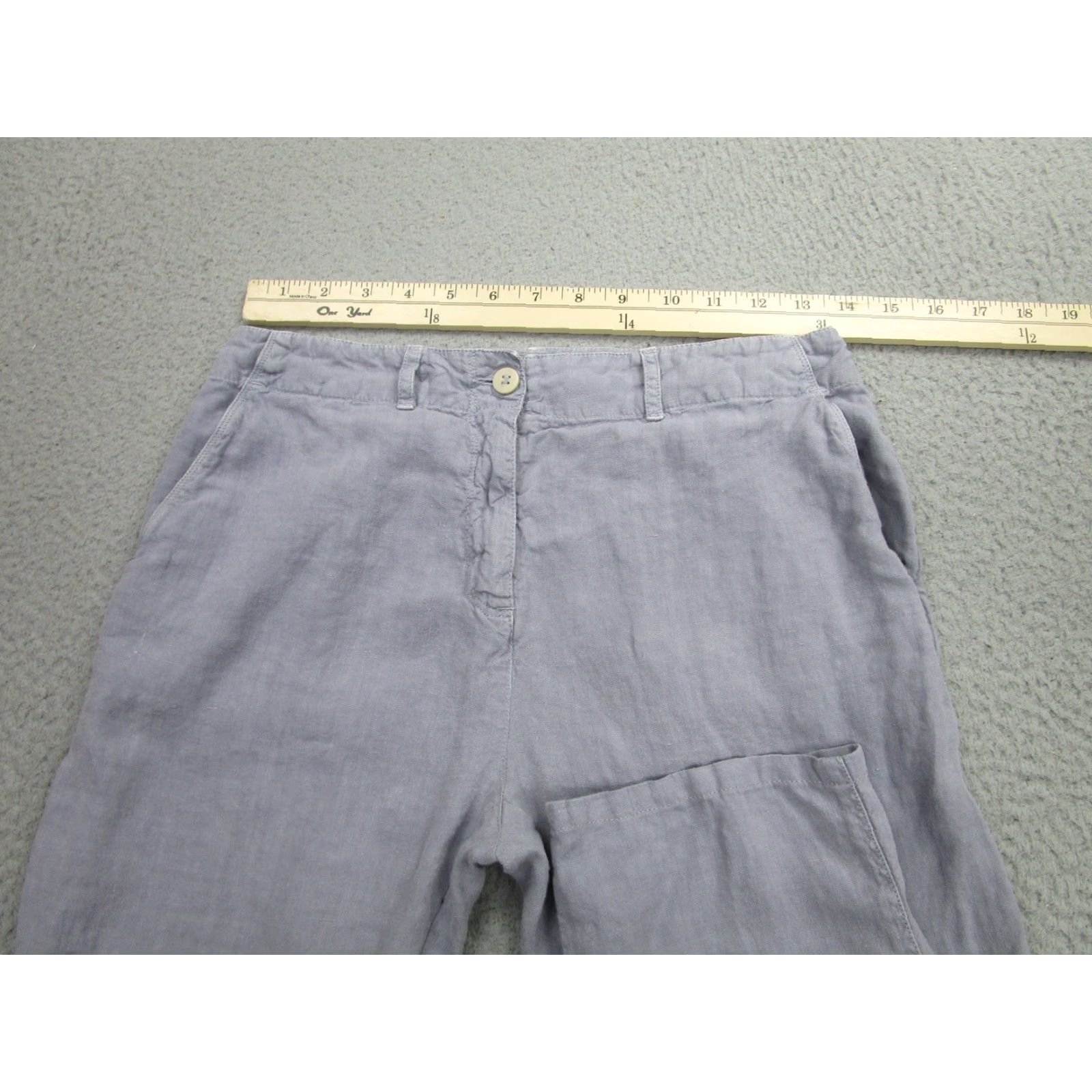 120% Lino 120% Lino Women's M Linen Cargo Pants Gray Straight Leg Casual Pockets Size 32" / US 10 / IT 46 - 3 Thumbnail