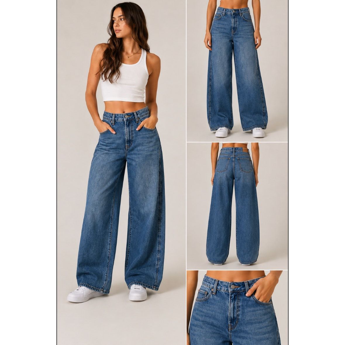 Express Express High Waist Cowboy Relaxed Wide Leg Jeans Barrel 4 Size 27" / US 4 / IT 40 - 1 Thumbnail