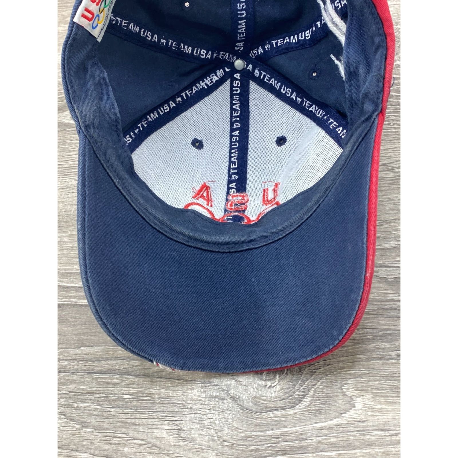 Vintage USA Olympics Strapback Cap 100% Cotton Hat Patriotic Red White Blue Striped Baseball Cap Men One Size Blue Size ONE SIZE - 7 Thumbnail
