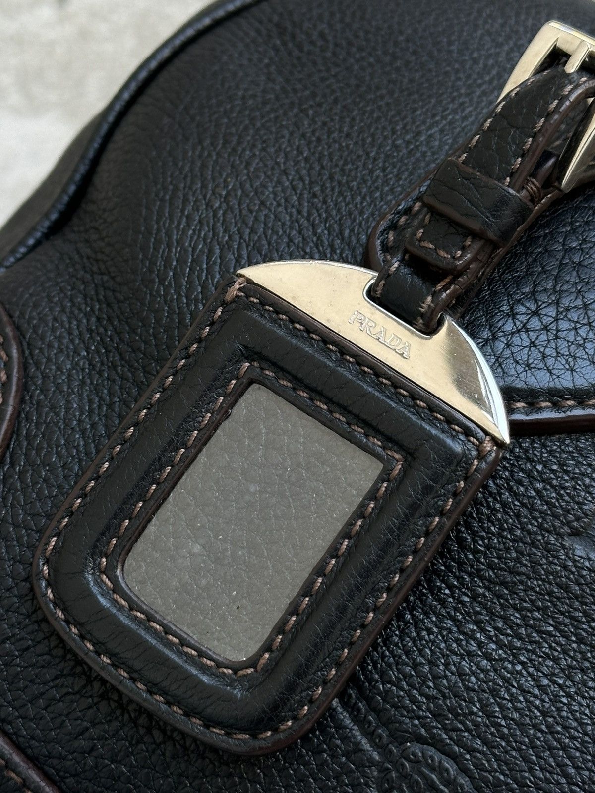 Prada Prada Vitello Daino Logo Bowler Black HandBag Unisex Luxury Size ONE SIZE - 4 Thumbnail