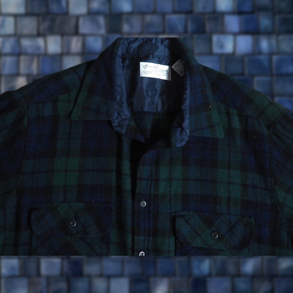 Sears VINTAGE Sears Roebucks Blackwatch Plaid Wool Blend Pocket Button Shirt Mens L Size US L / EU 52-54 / 3 - 1 Thumbnail