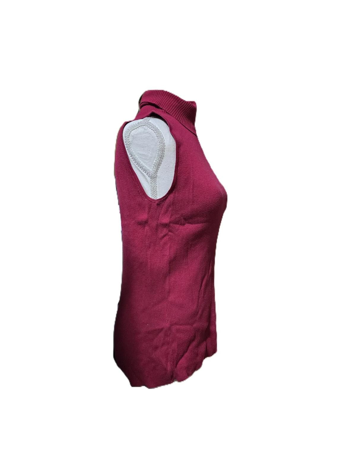 Apt. 9 Apt. 9 Burgundy Ribbed Sleeveless Turtleneck Sweater Size M / US 6-8 / IT 42-44 - 4 Thumbnail