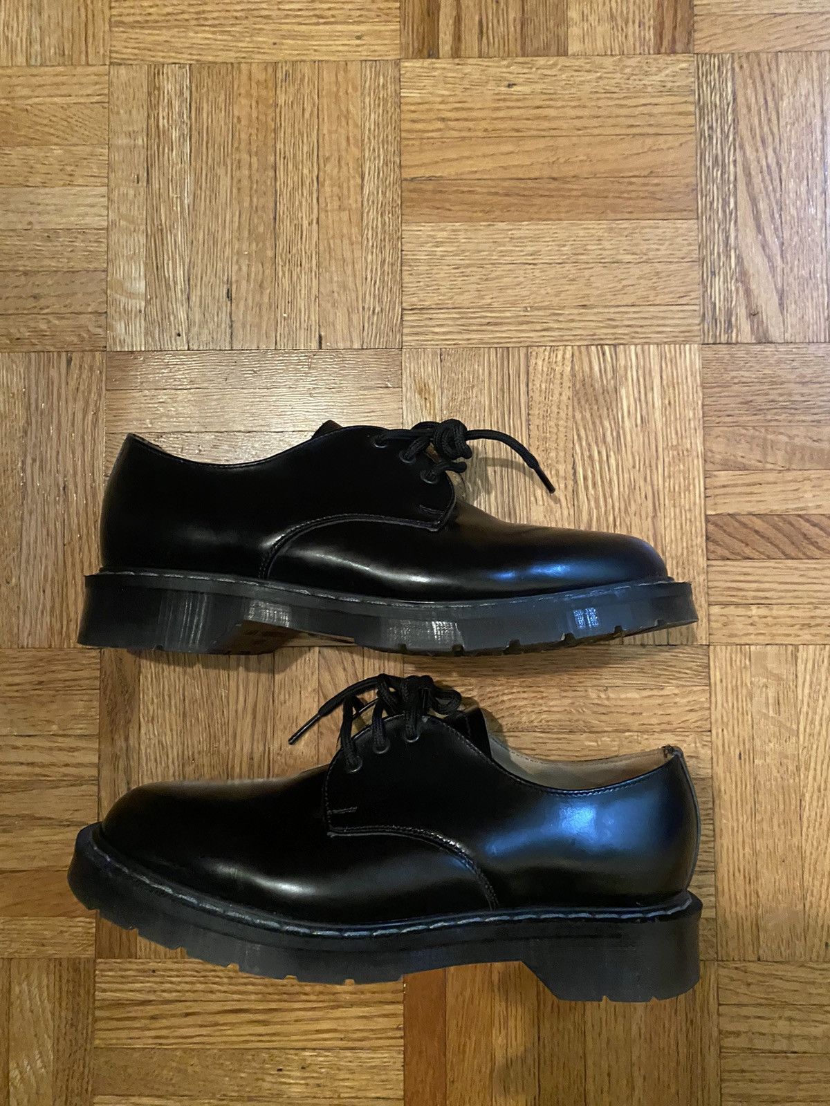 Solovair Solovair 3 Eyelet Derby Shoes Black Hi-Shine Size US 8 / IT 38 - 2 Thumbnail