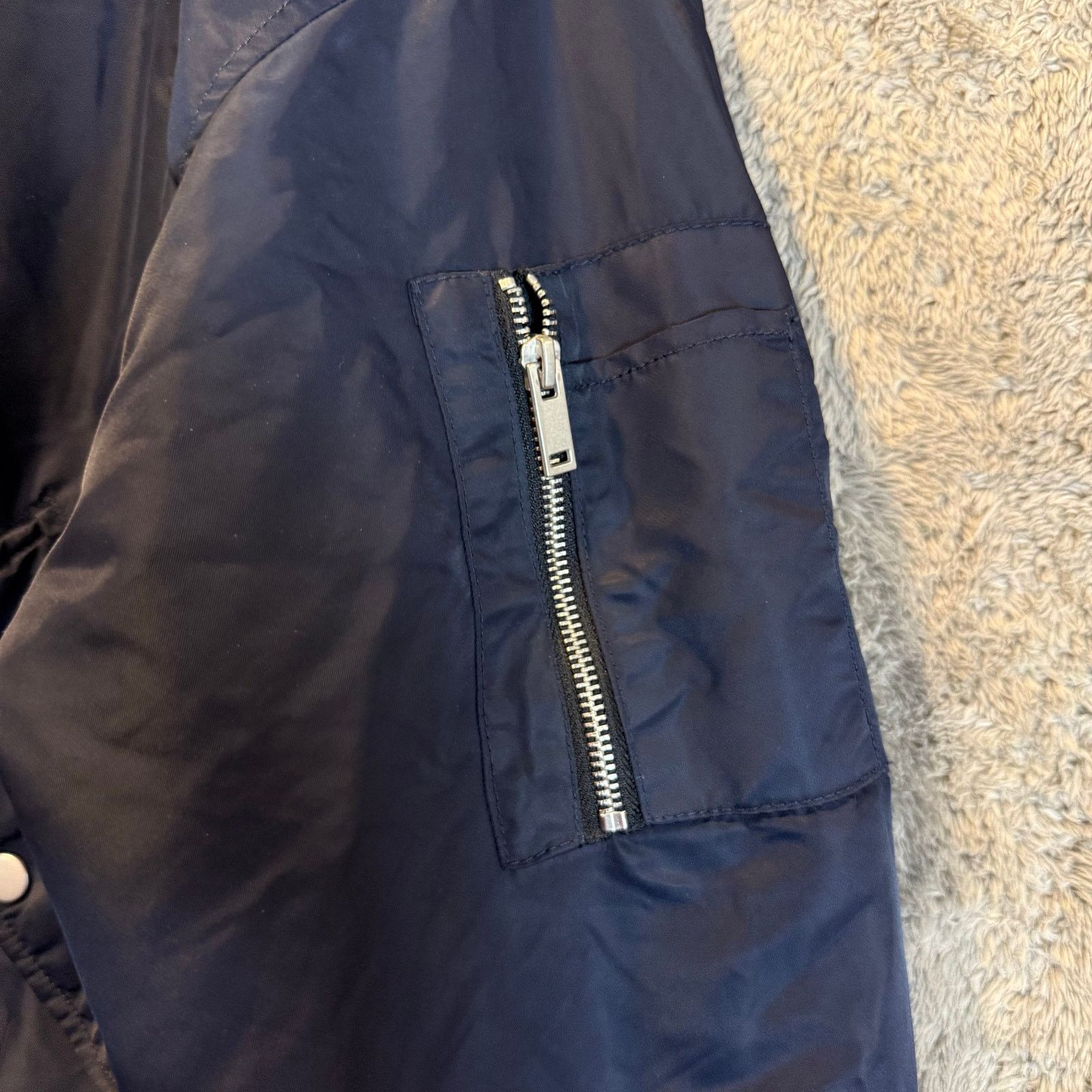 Zara Zara Oversized Bomber Jacket Raincoat Women's XS Blue Black Size XS / US 0-2 / IT 36-38 - 5 Thumbnail