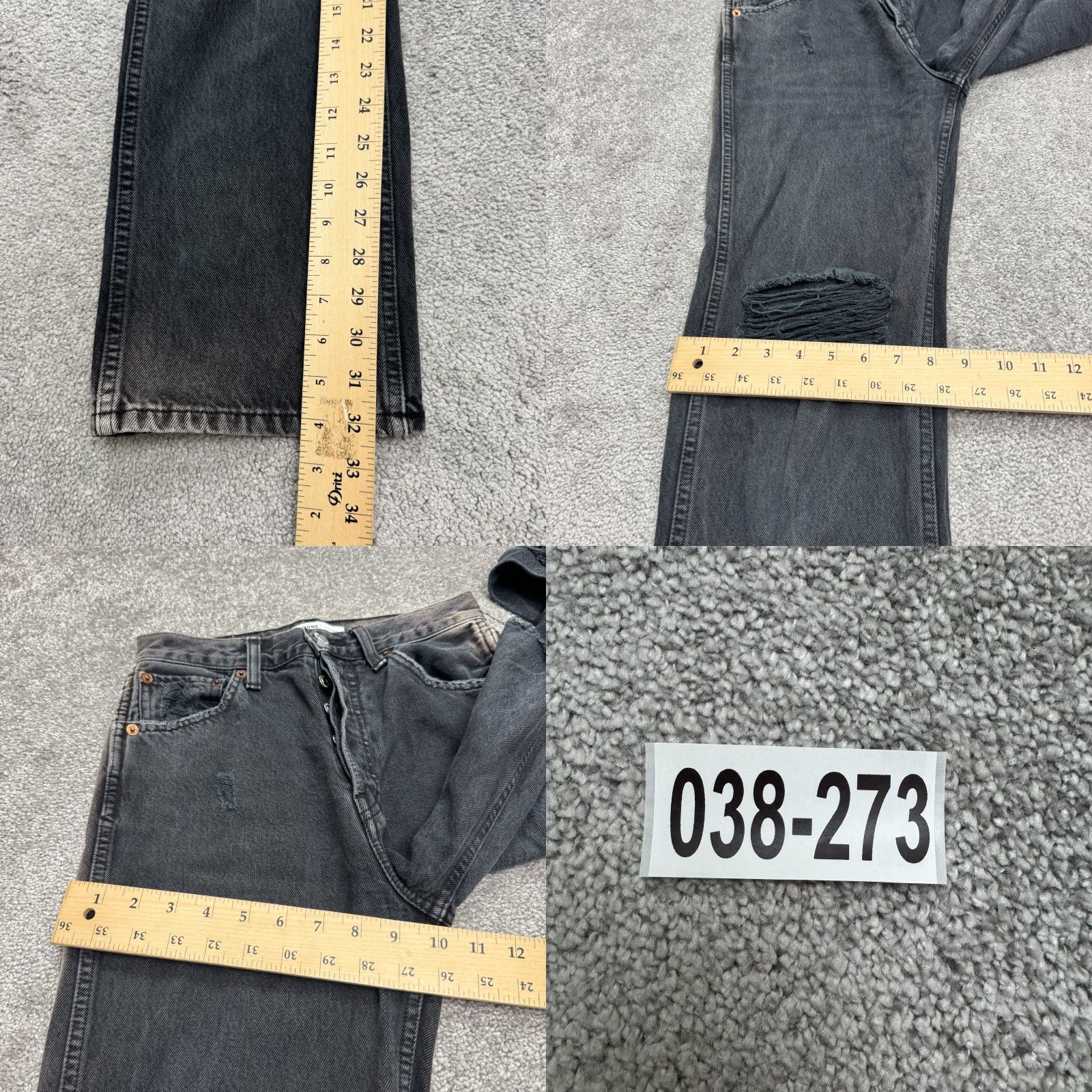 RE/DONE Re/Done 90s High Rise Loose Fit Button Fly Denim Jeans Womens 25 Black Size 42" / US 20 - 9 Thumbnail