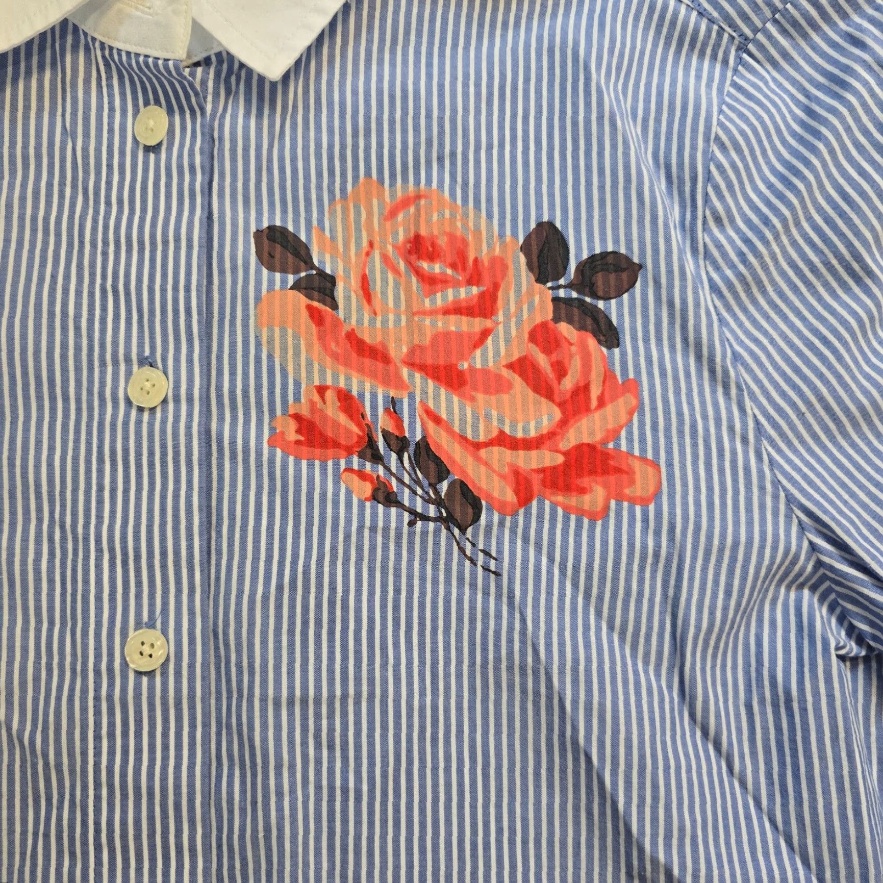 Vintage kate spade new york Blouse Women XS Blue Striped Rose Floral Career Size XS / US 0-2 / IT 36-38 - 3 Thumbnail