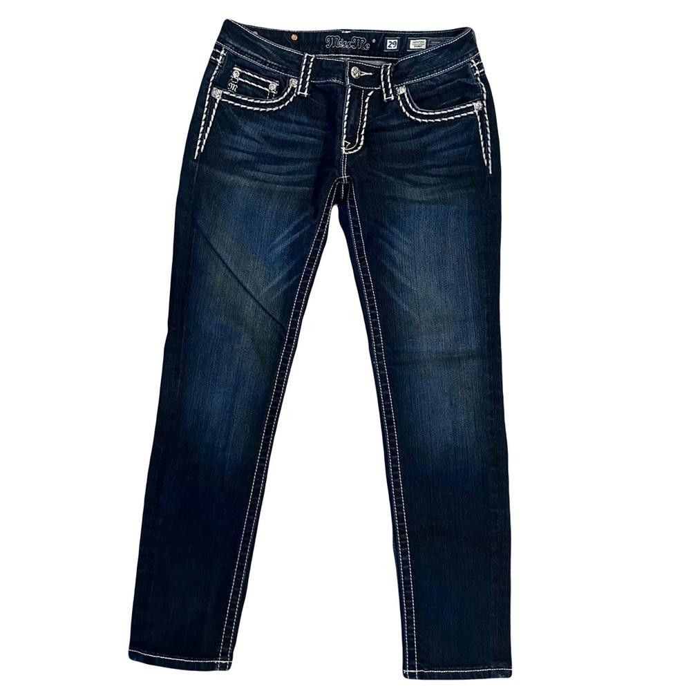 Designer Miss Me Denim Loose Saddle Stitch Border Skinny Jeans 29 Size 29" - 3 Thumbnail