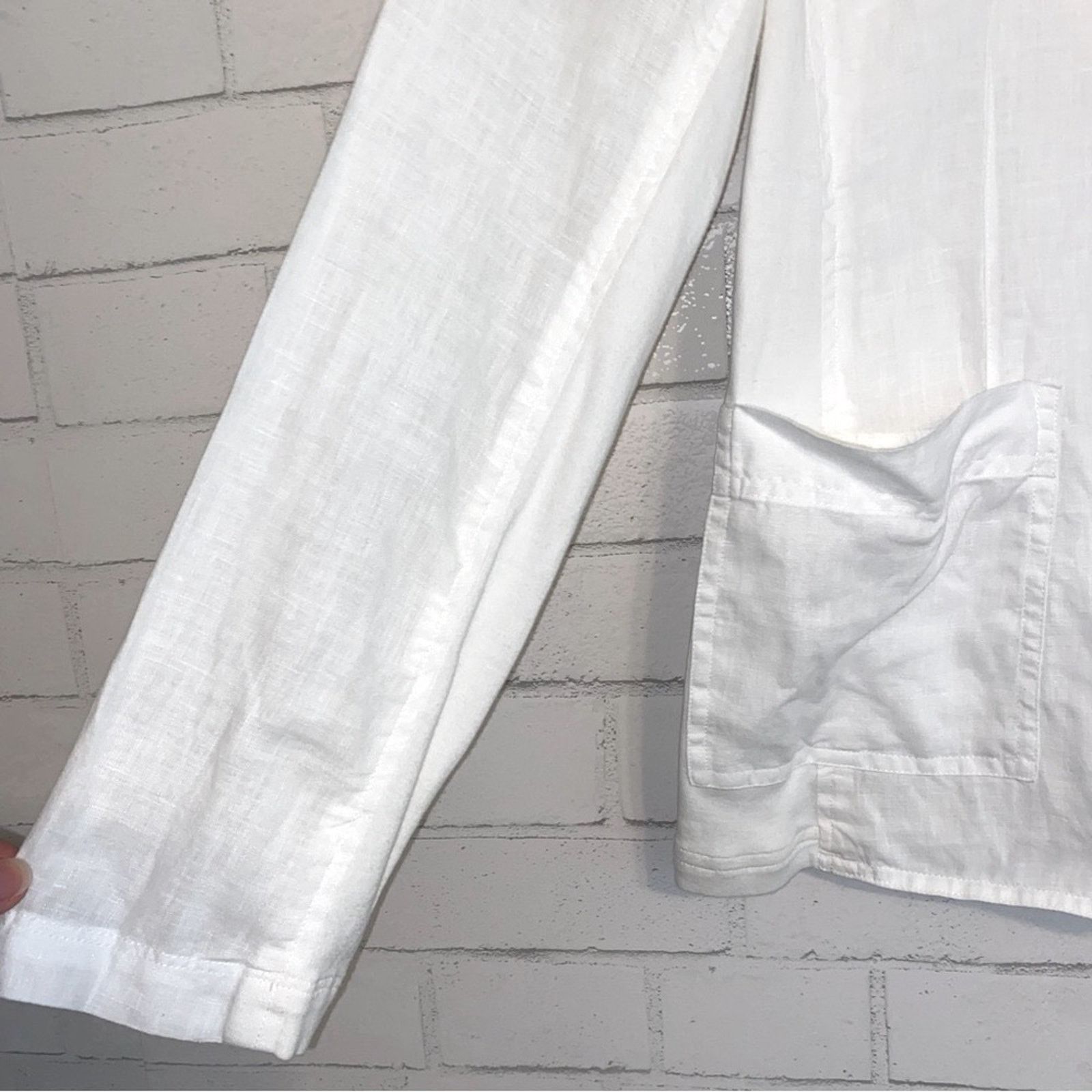 Eileen Fisher EILEEN FISHER $238 White Irish Linen 2 Button Blazer S Size S / US 4 / IT 40 - 7 Thumbnail