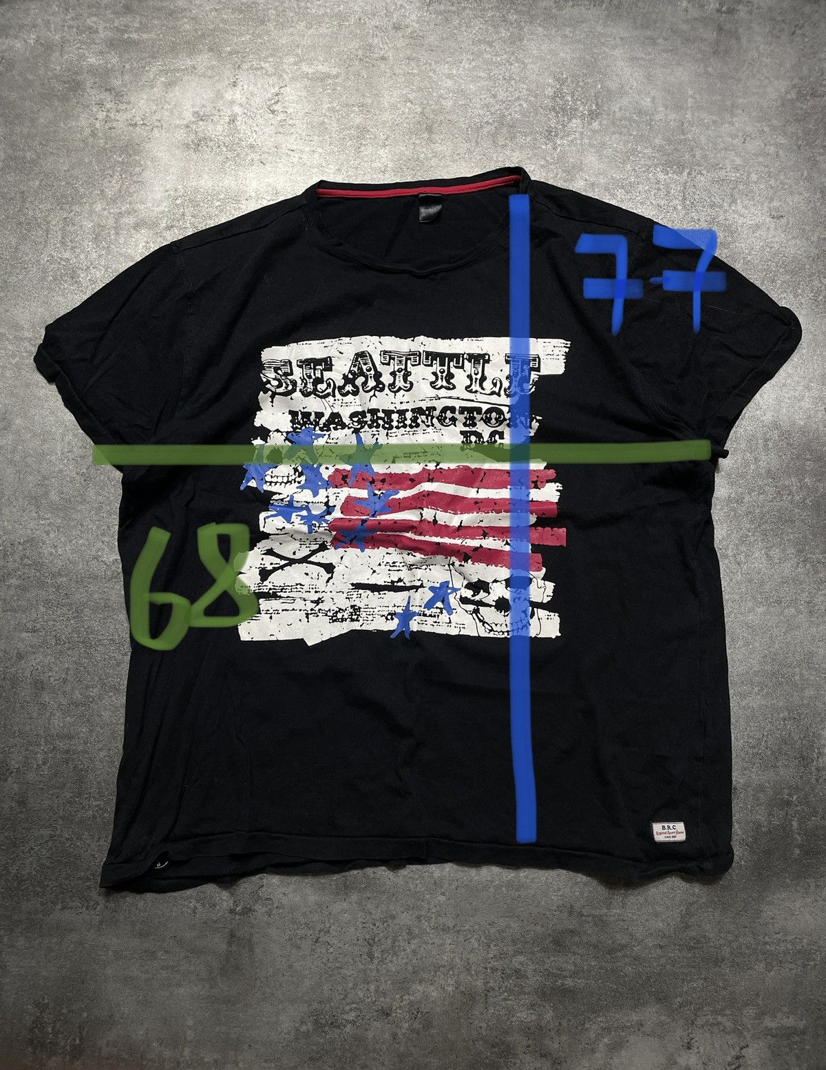 Vintage 🔥Offers🔥Vintage Y2K Seattle USA T-Shirt Boxy Spellout Flag Size US XXL / EU 58 / 5 - 8 Thumbnail