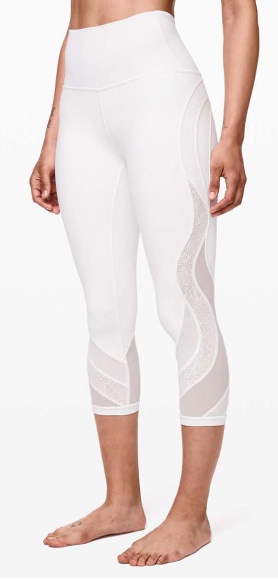 Designer Lululemon Wunder Under Crop 21" *Lace White Sz12 Size 34" / US 12 / IT 48 - 1 Thumbnail