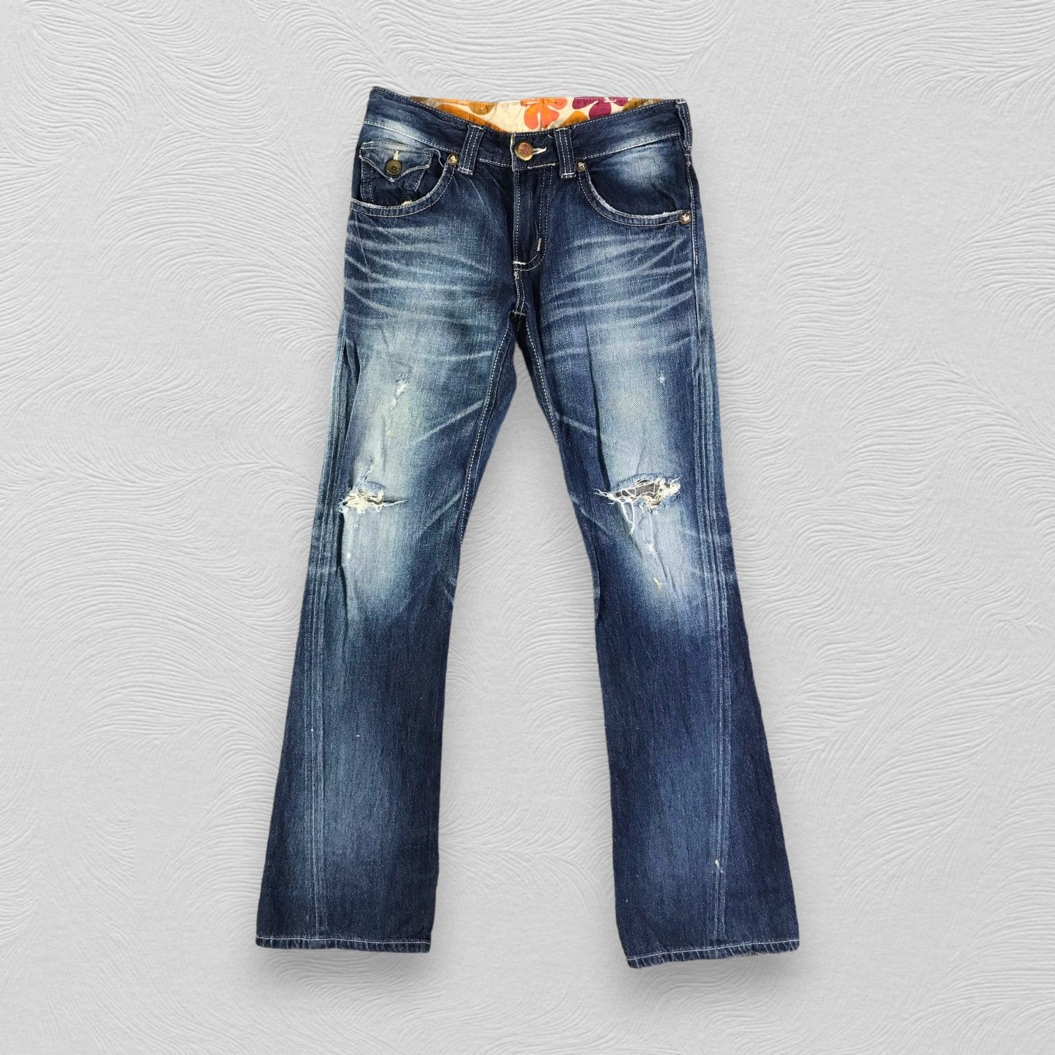 Edwin Edwin Blue Trip Jeans Distress Flare Denim Size US 30 / EU 46 - 1 Thumbnail