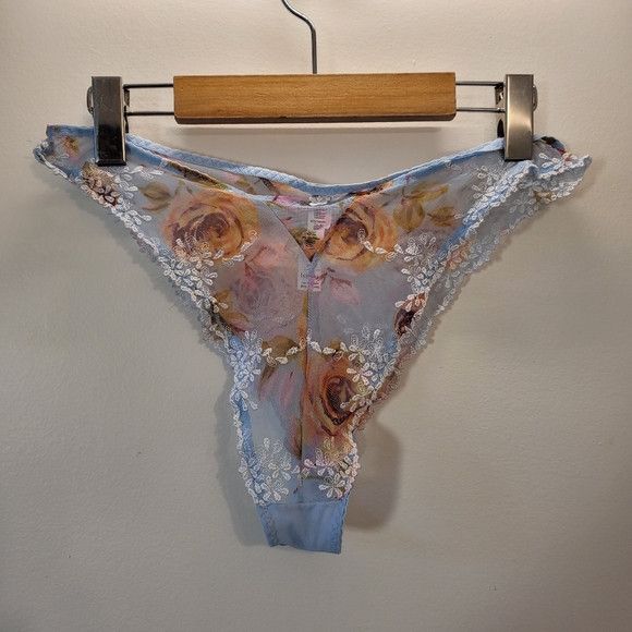 Other Maison Lejaby Baby Blue Floral Lace Bra And Undies - Size Xl Size ONE SIZE - 6 Thumbnail