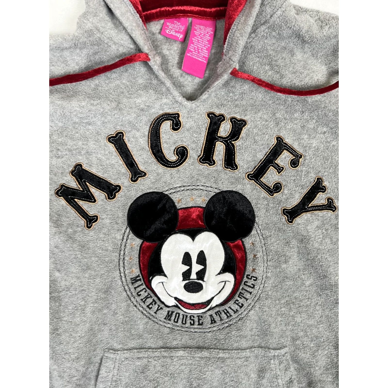Vintage The Wonderful World of Disney Fleece Hoodie Sweatshirt Womens 2X Mickey Mouse Grau Heather Gray Embroidered Logo Pullover Casual N/A Size XXL / US 16-18 / IT 52-54 - 2 Thumbnail