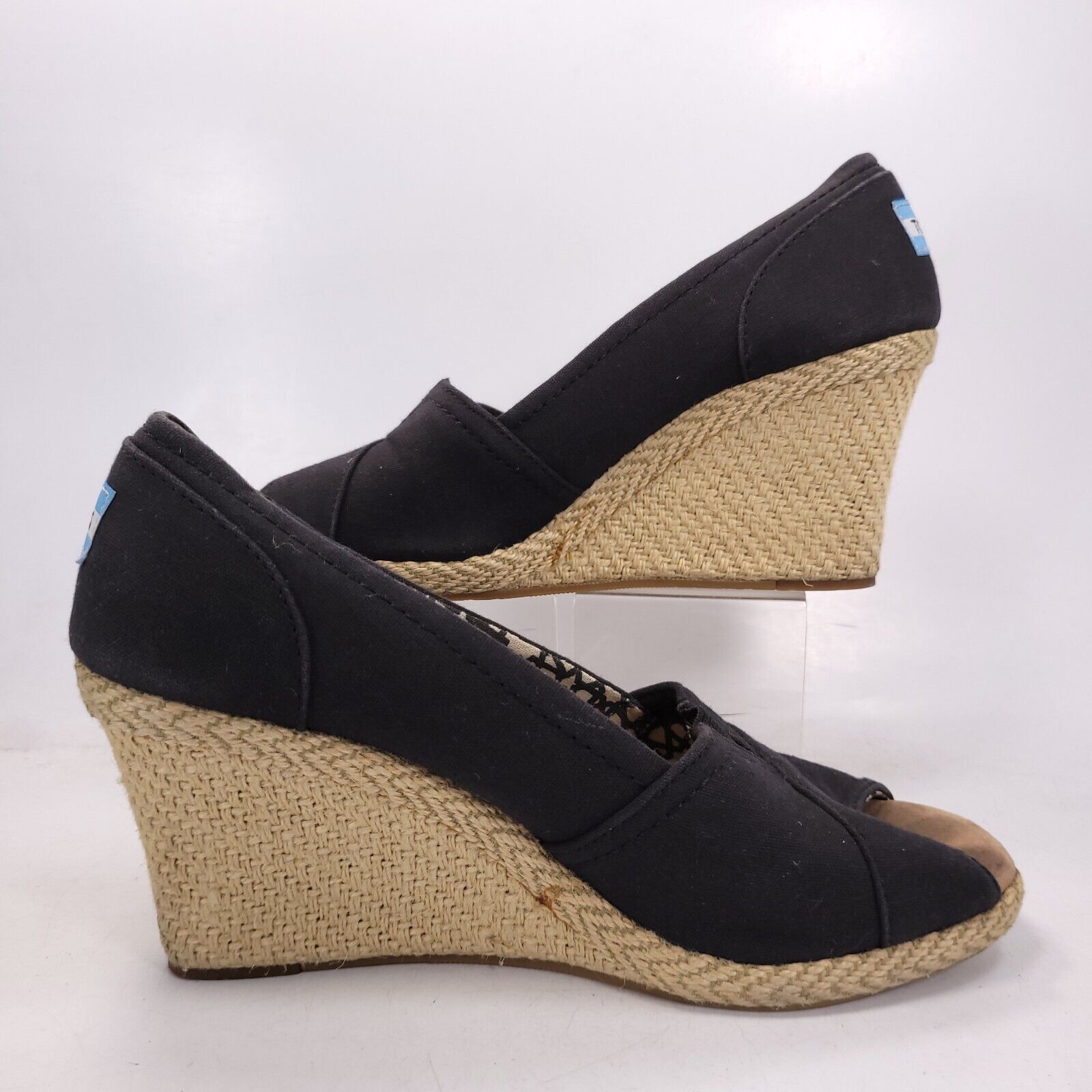 Toms Toms Casual Wedge Heel Sandal Womens Size 8.5 Black Beige Size US 8.5 / IT 38.5 - 6 Thumbnail