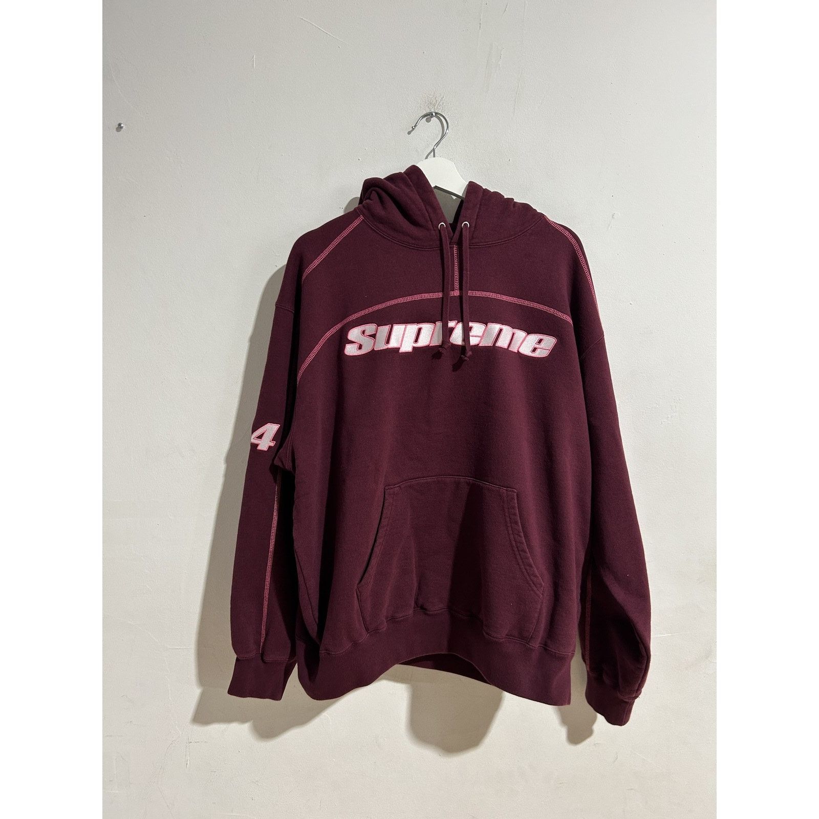 Supreme SUPREME BURGUNDY OVERLOCK HOODIE SIZE LARGE Size US L / EU 52-54 / 3 - 1 Thumbnail