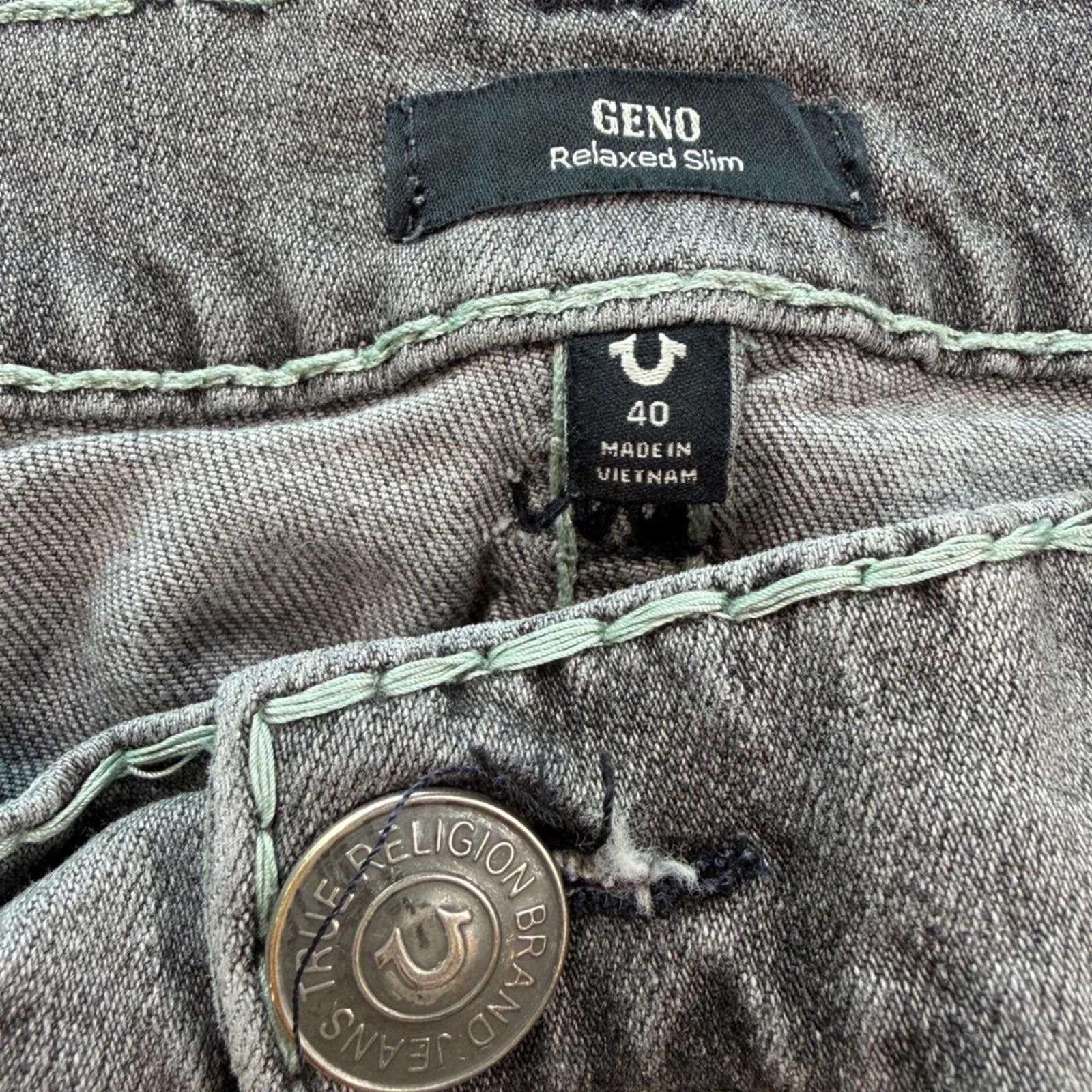 True Religion True Religion Geno Jeans Relaxed Slim Grey Super T Stitch Size US 40 / EU 56 - 5 Thumbnail