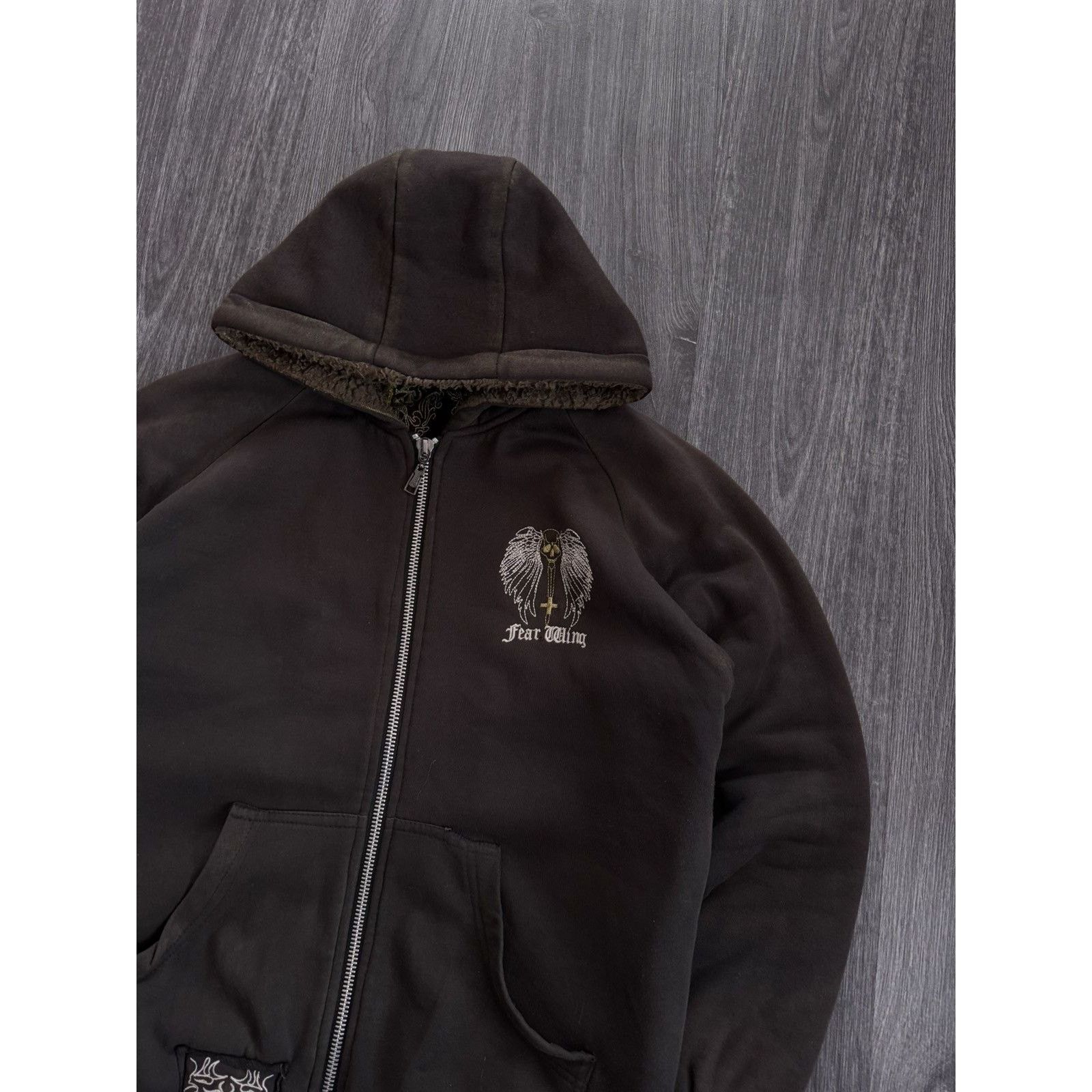 Vintage Y2K Vintage Fear Wing Sunfaded Fur Hoodie Size US L / EU 52-54 / 3 - 2 Thumbnail