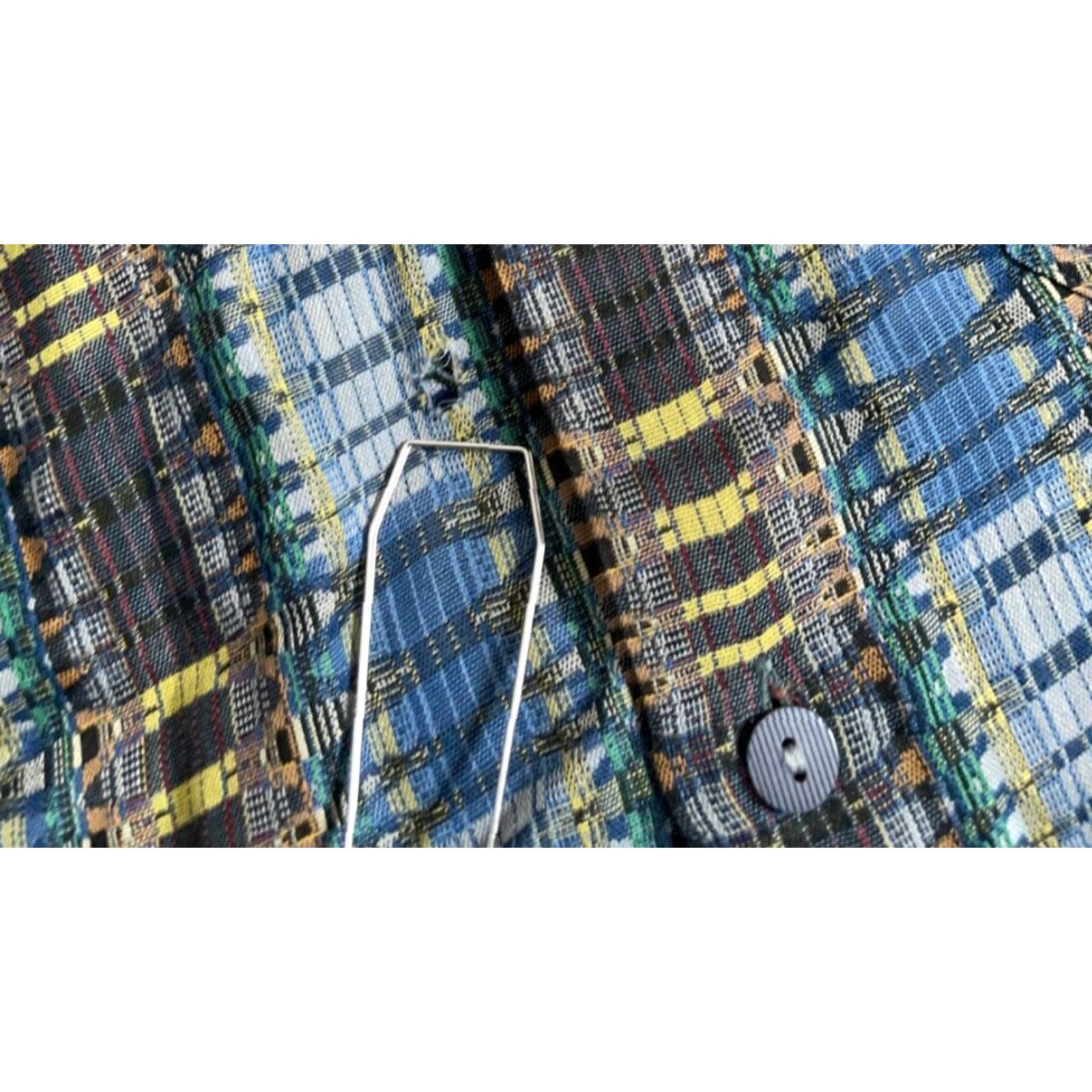 Vintage Jhane Barnes Shirt Men's XL Blue Yellow Hypnotic Check Plaid Pattern (flaws) Button-Up Long Sleeve Collared Cotton Vintage No Size US XL / EU 56 / 4 - 5 Thumbnail