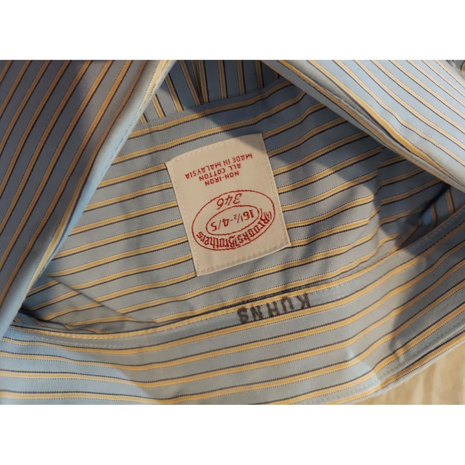 Brooks Brooks Brothers Dress Shirt Mens 16.5 16 1/2 34 35 Blue Cotton Button Size 46R - 3 Thumbnail