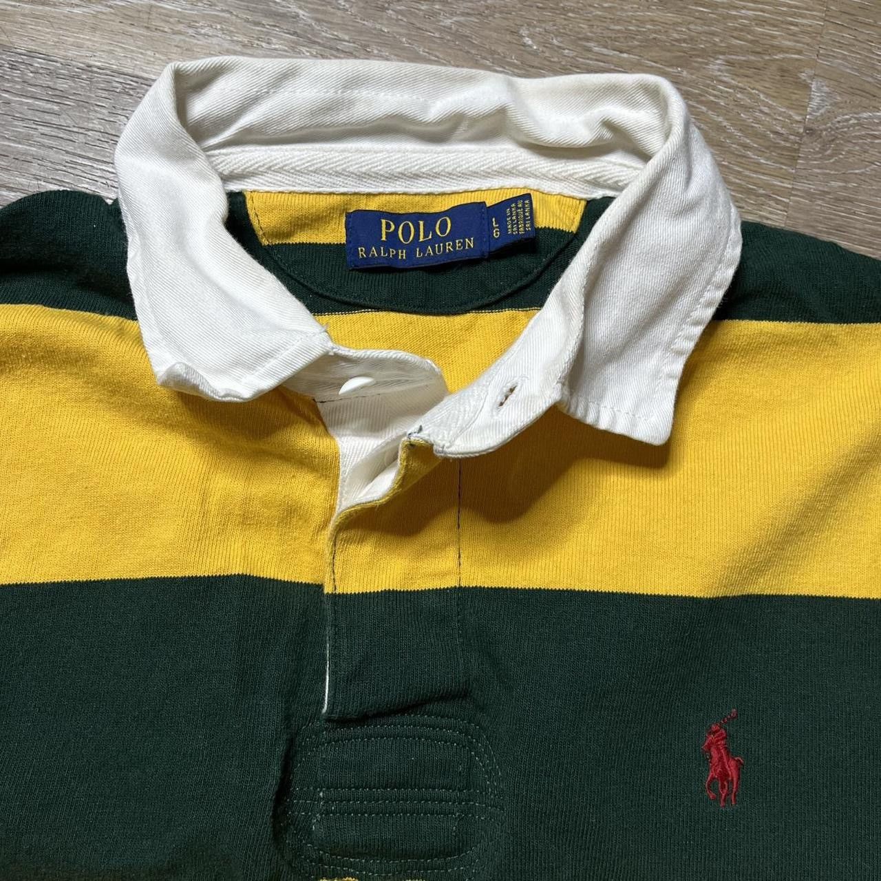 Polo Ralph Lauren green & yellow striped polo rugby Size US L / EU 52-54 / 3 - 3 Thumbnail