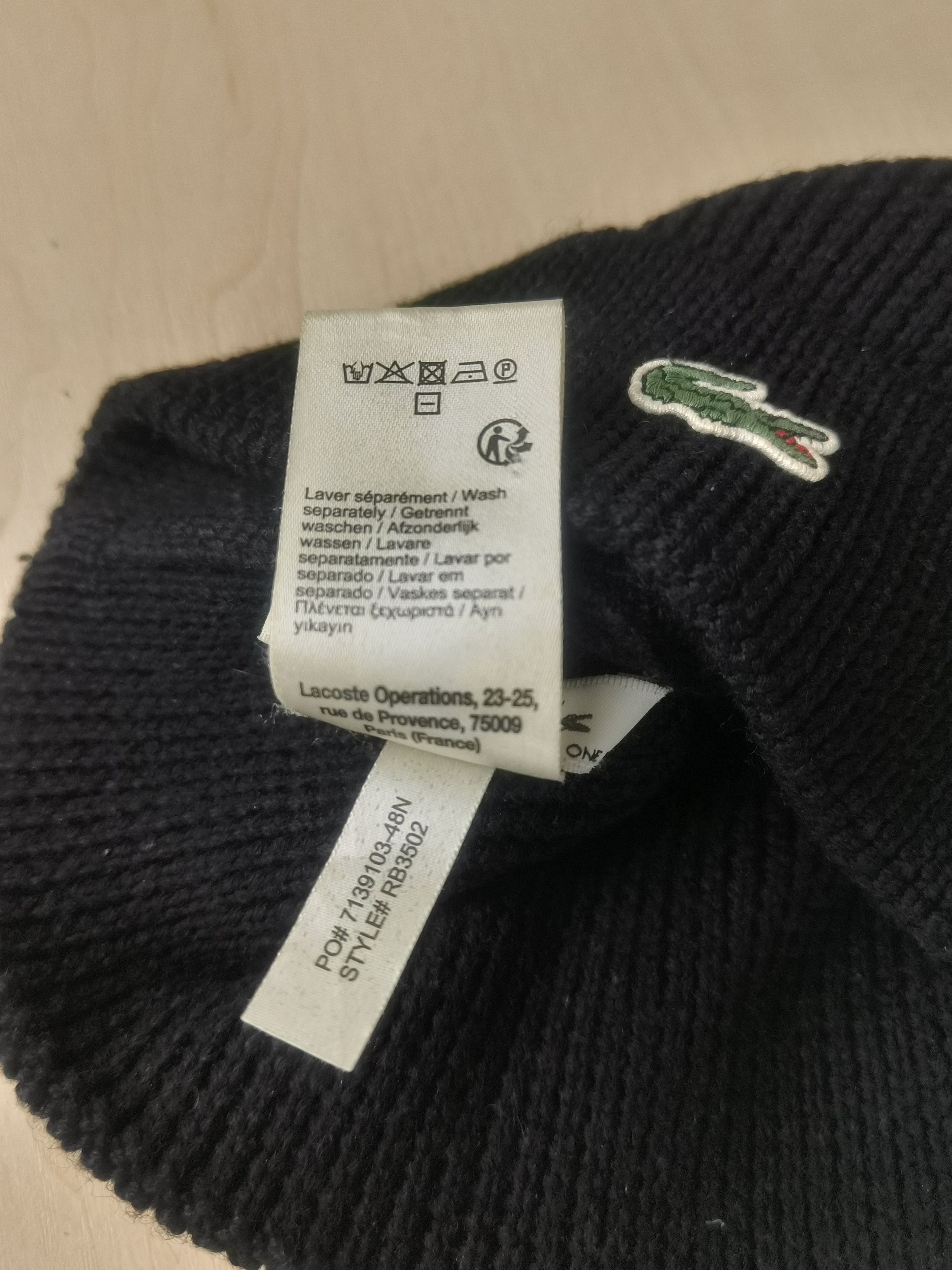 Lacoste Lacoste Ribbed Knit Croc Logo Wool Cuffed Winter Beanie Hat Size ONE SIZE - 3 Thumbnail