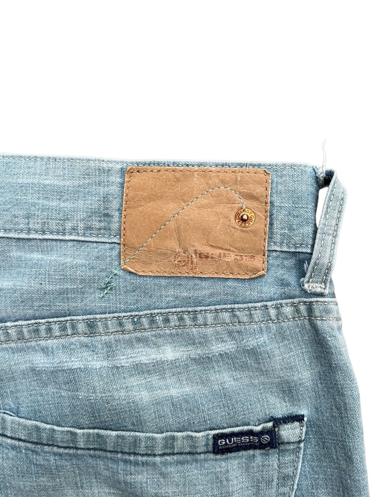 Guess Vintage Y2K Guess Made in Usa Blue Washed Frayed Flare Jeans Size US 34 / EU 50 - 9 Thumbnail