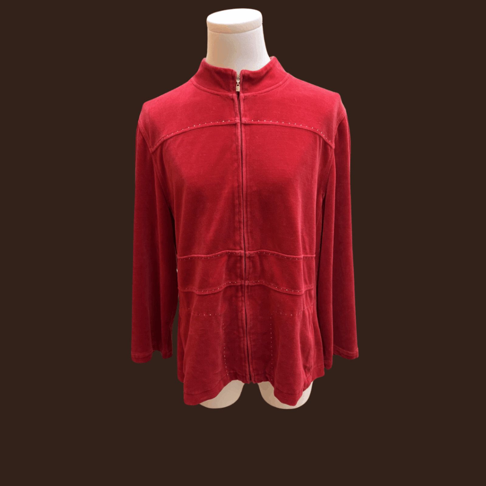 St. John VTG Track Jacket | St. John Red Velvet | Y2K Athleisure Size M / US 6-8 / IT 42-44 - 1 Thumbnail