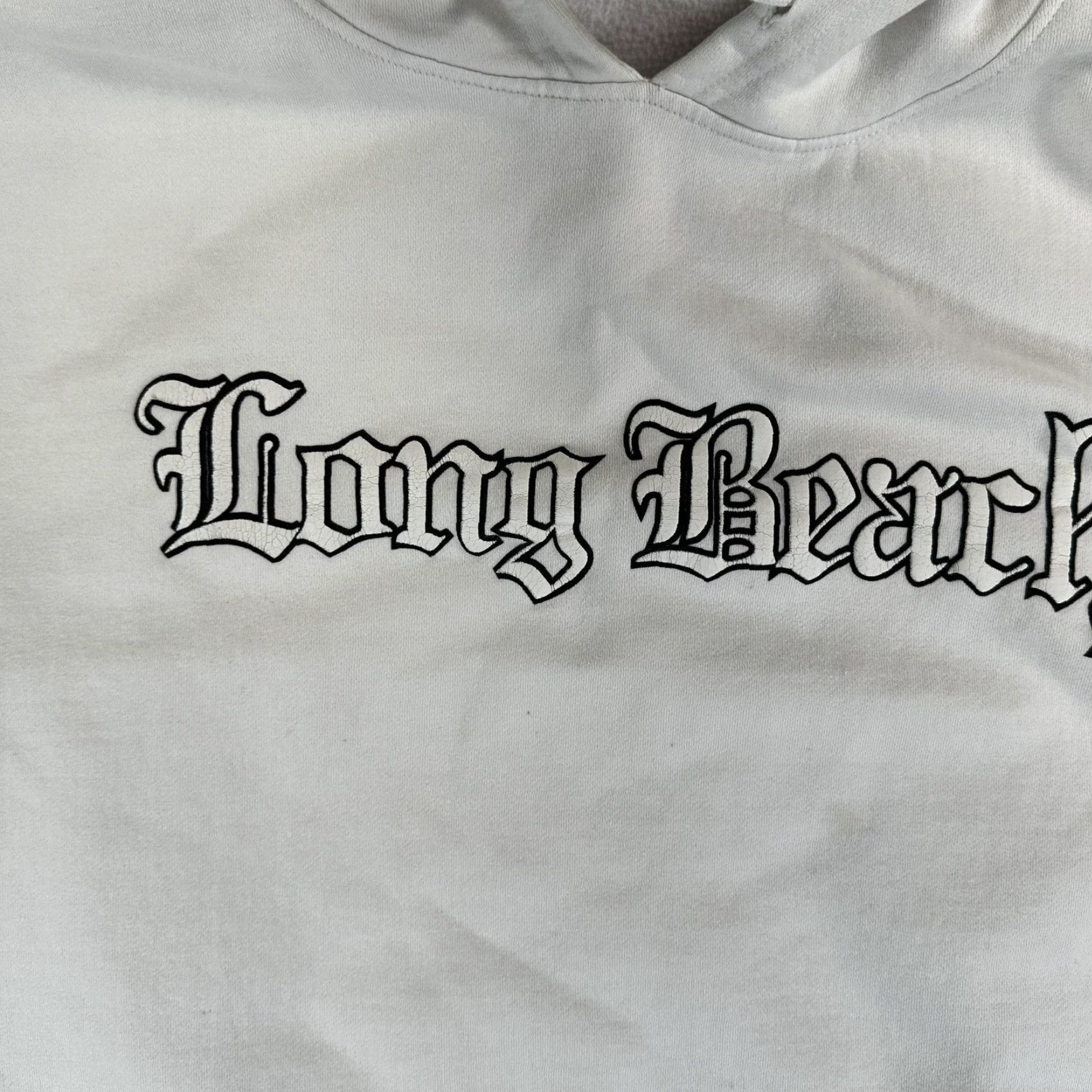 Vintage VINTAGE Long Beach California Hoodie Mens 2XL White Fleece Pullover Sweatshirt Size US XXL / EU 58 / 5 - 4 Thumbnail