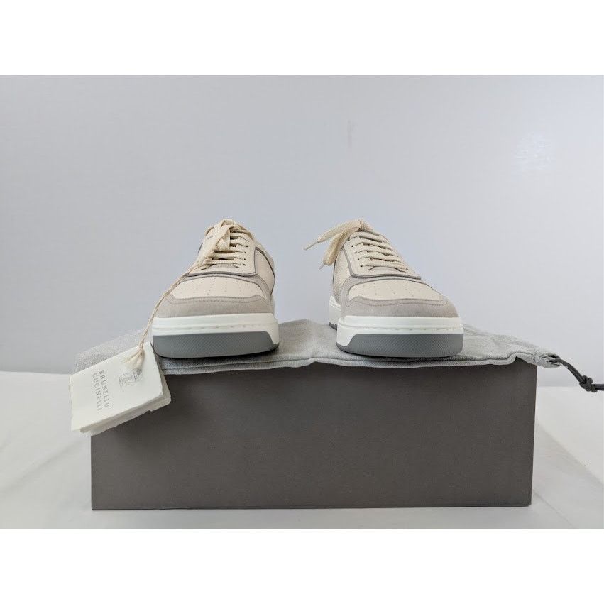 Brunello Cucinelli o1rshd1 Leather Low-Top Sneakers in White / Grey / Cream Size US 9 / EU 42 - 17 Thumbnail