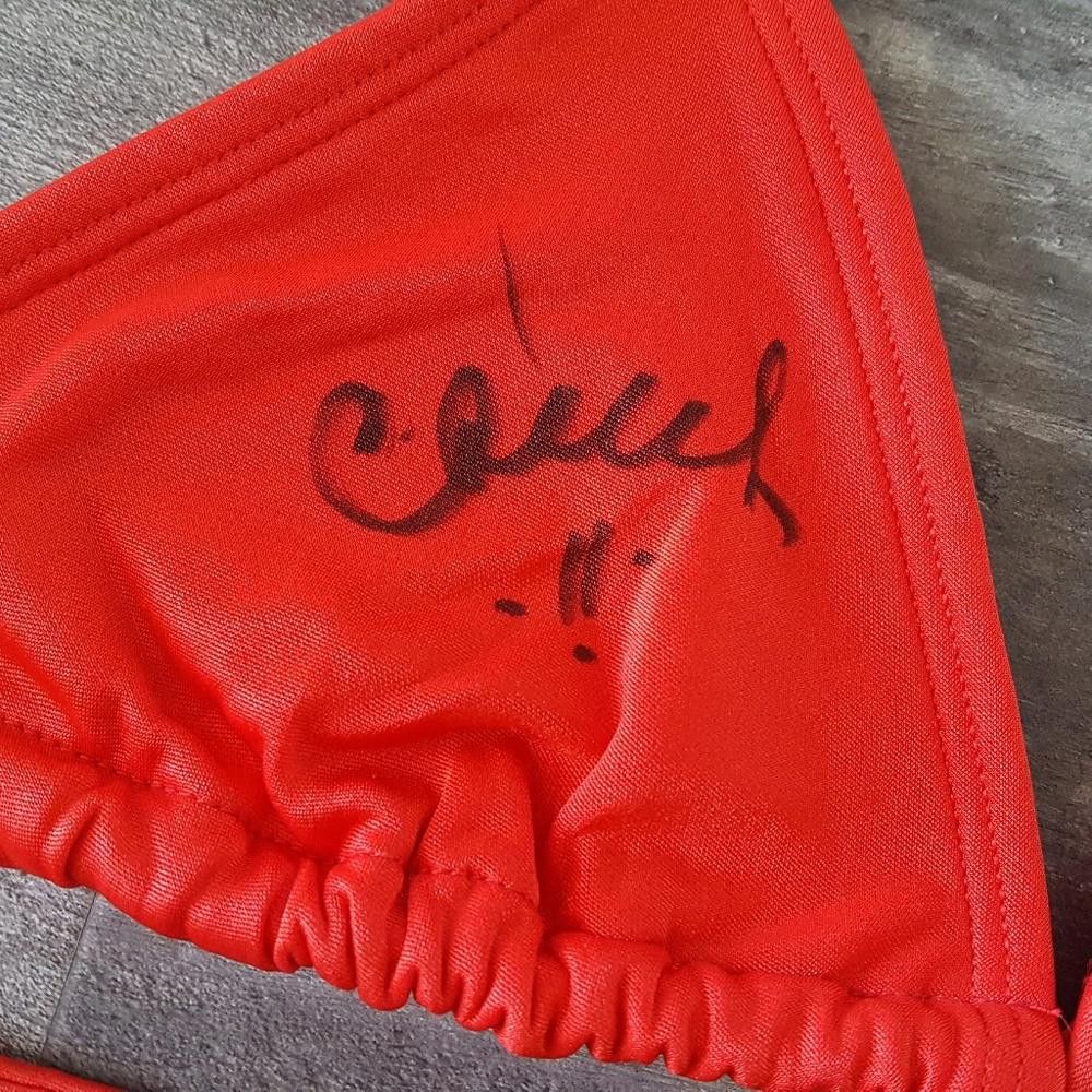 Designer Red CHEECH & CHONG Autographed Bikini Top Size ONE SIZE - 2 Thumbnail
