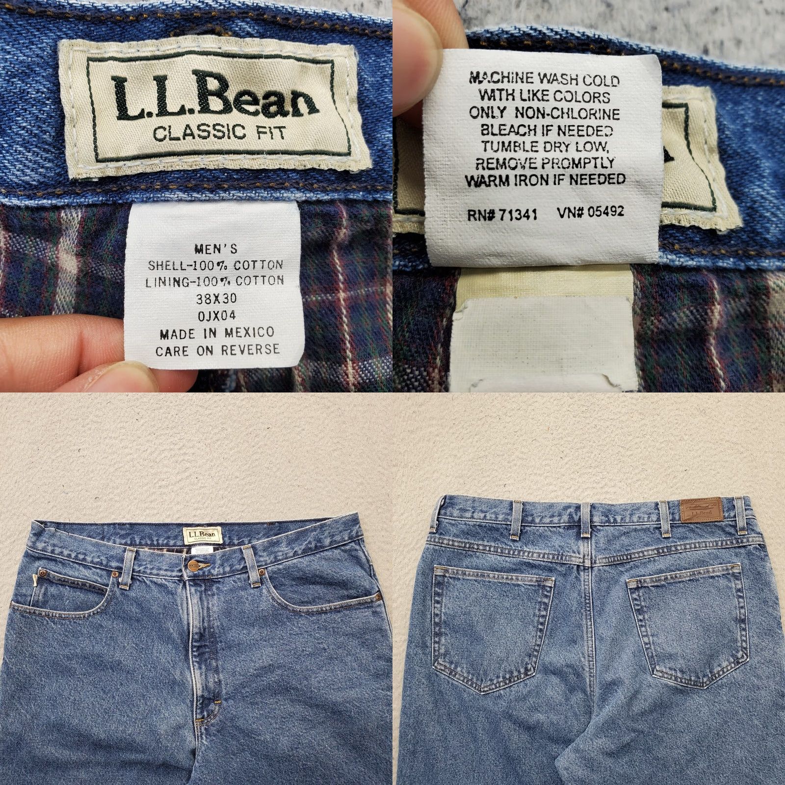 Vintage L.L. Bean Jeans Mens 38x30 Blue Denim Flannel Lined Classic Fit Straight Leg Jeans Mens Size 38 Blue Denim 5-Pocket Design Size US 38 / EU 54 - 8 Thumbnail