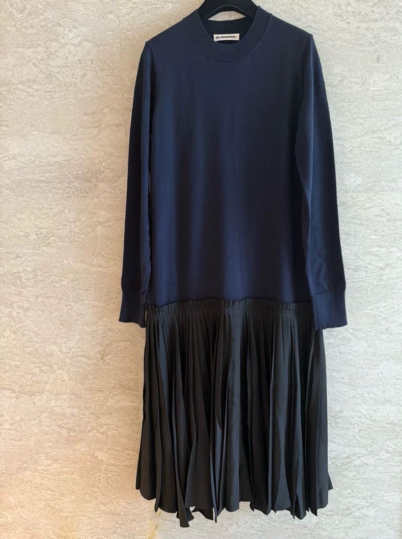 Jil Sander Jil Sander Woolen patchwork pleated dress Size 4XL / US 24-26 - 1 Thumbnail