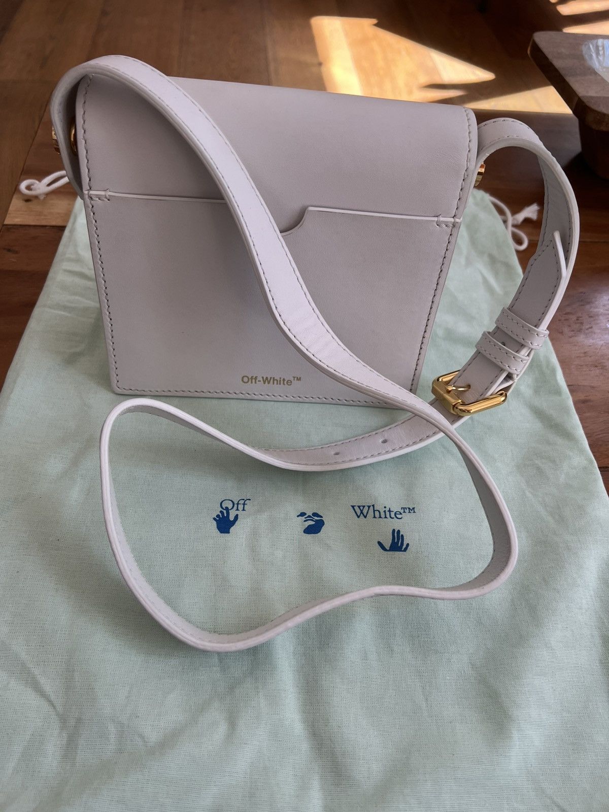 Off-White Off-White Binder Clip Crossbody Bag - White Leather 6.9x6 Size ONE SIZE - 7 Thumbnail