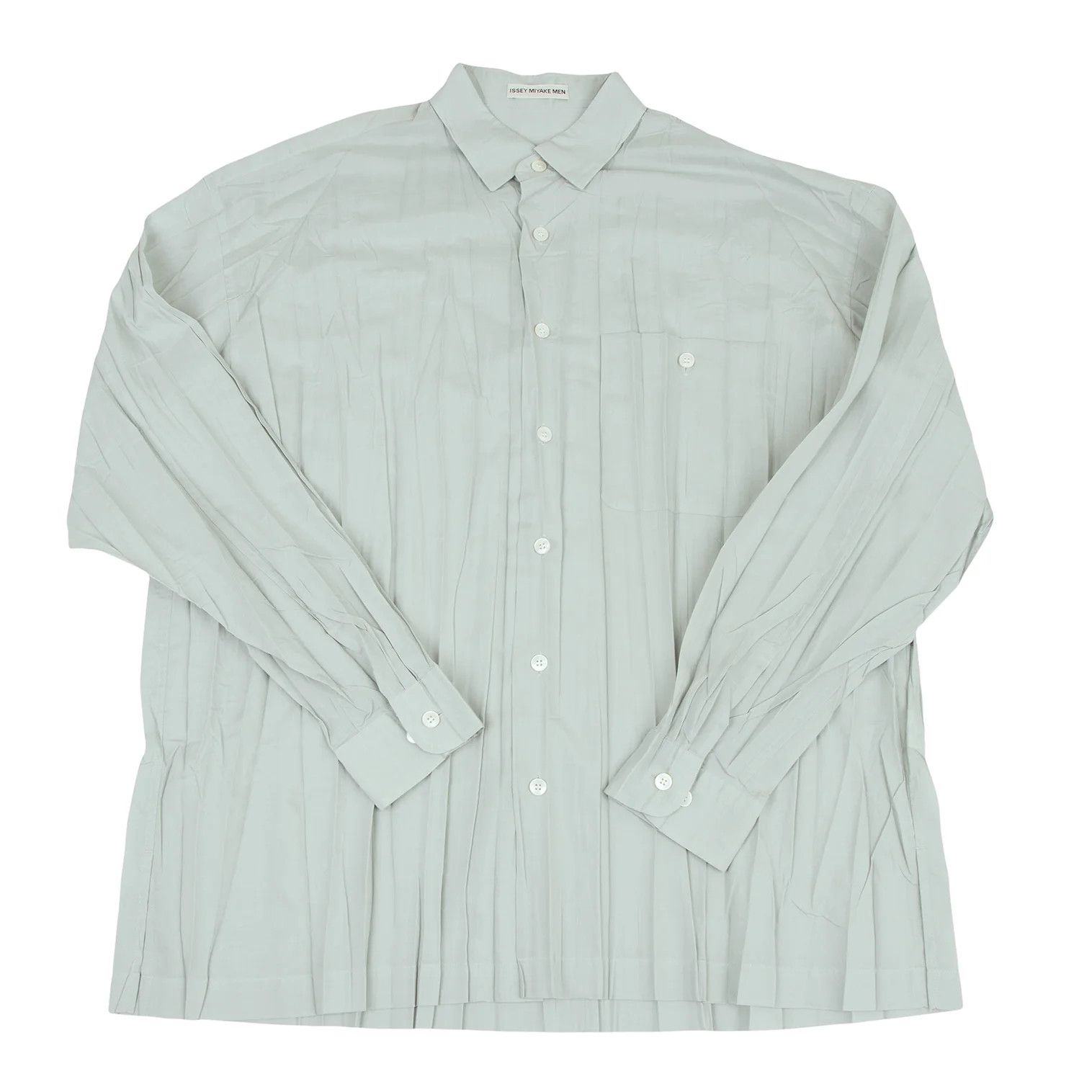 Issey Miyake Long Sleeve Pleated Shirt in Light Green Size US XL / EU 56 / 4 - 1 Thumbnail