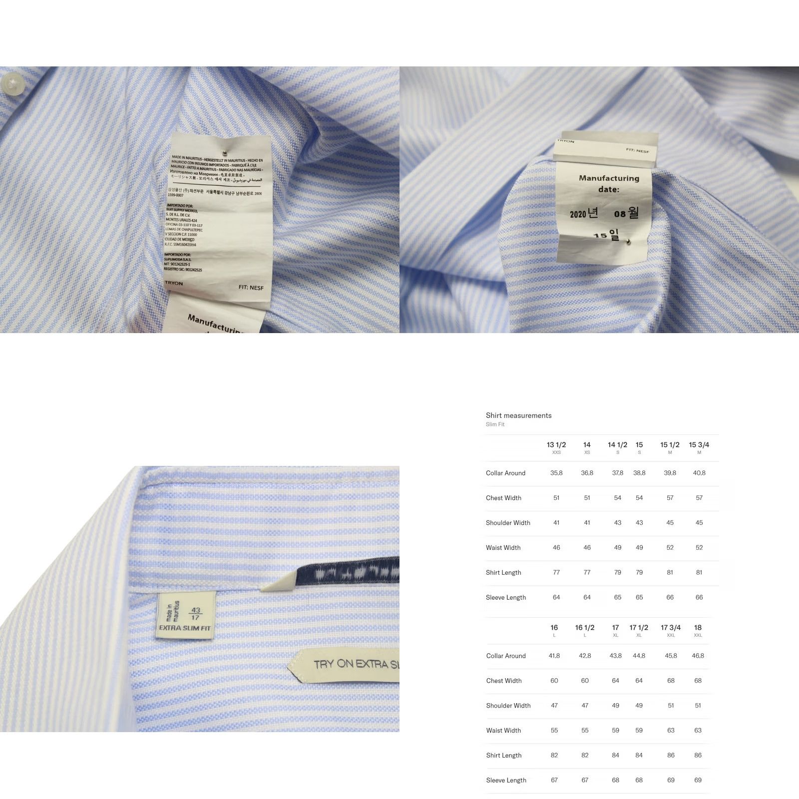 Suitsupply Suitsupply Try On Extra Slim Fit Formal Shirt Men's 43 / 17 Pinstriped Blue Cotton Button-Up Shirt Long Sleeve, Collared, Classic Mens Size 46R - 8 Thumbnail