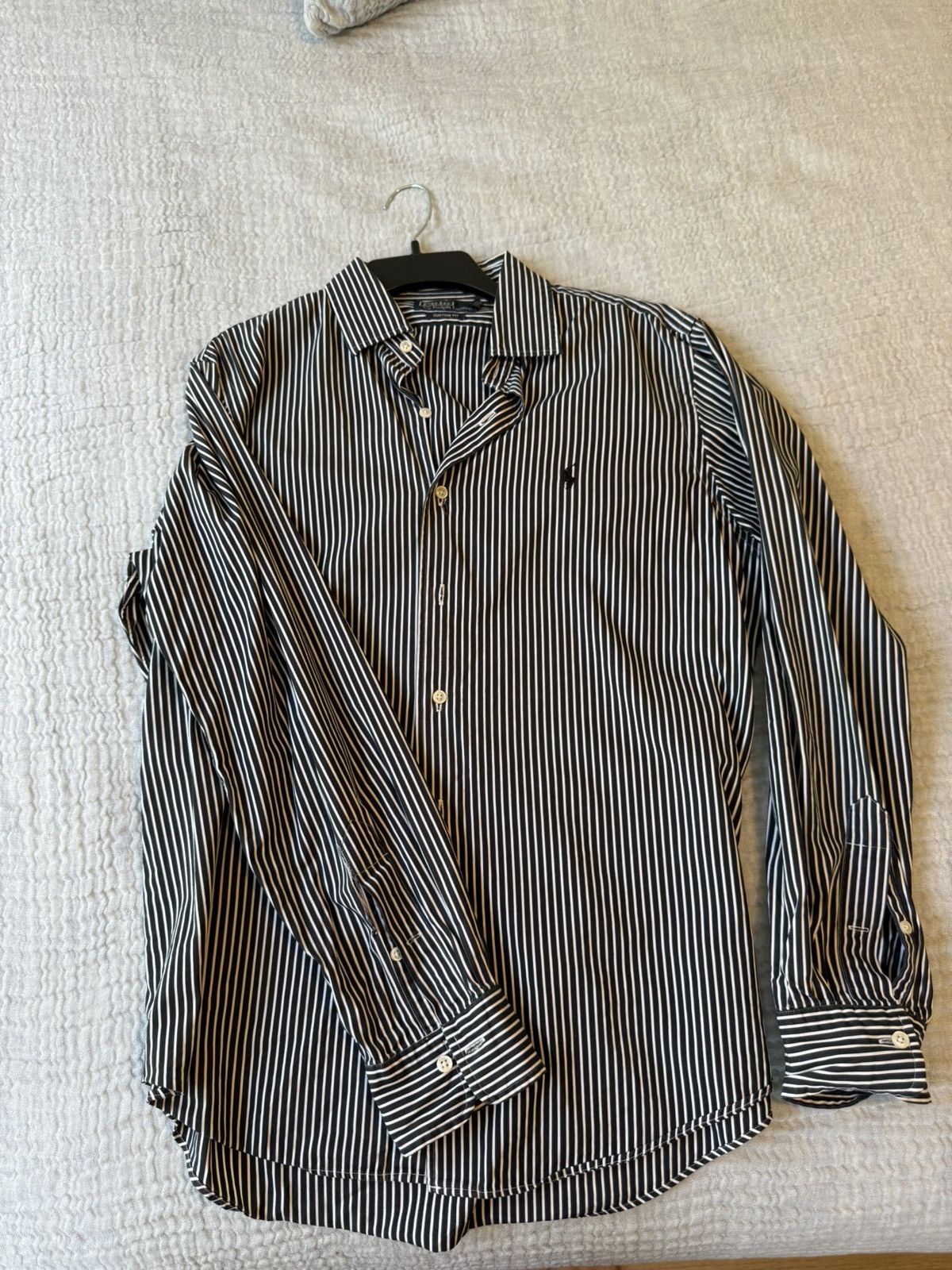 Polo Ralph Lauren Polo Ralph Lauren White and Navy Rugby Shirt Size US M / EU 48-50 / 2 - 1 Thumbnail