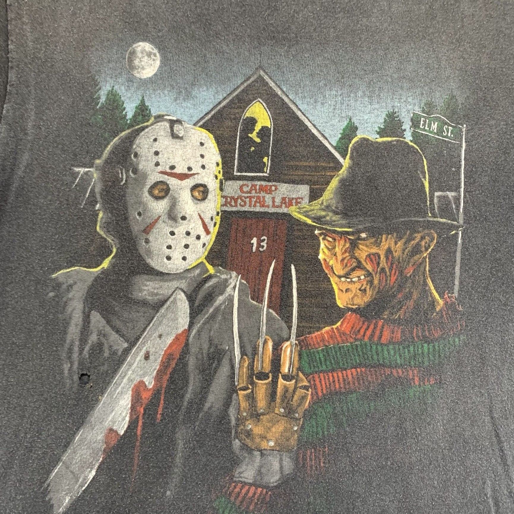 Vintage A Nightmare On Elm Street Freddy Krueger Jason Horror Graphic T-Shirt Medium Black Mens Size US M / EU 48-50 / 2 - 2 Thumbnail