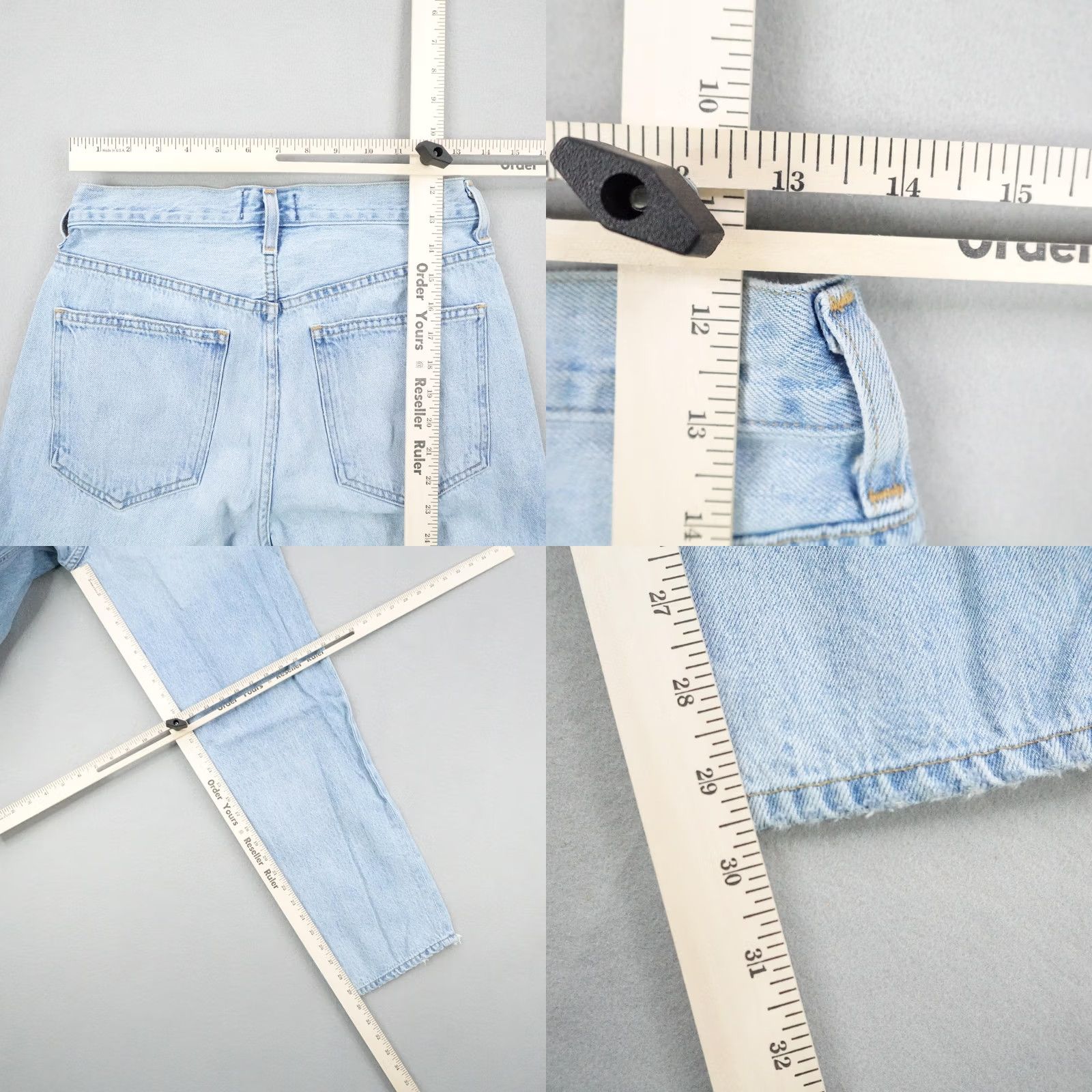 Agolde AGOLDE Jeans Womens 27 Blue Denim Light Wash High Rise Button Fly Criss Cross Size 27" / US 4 / IT 40 - 8 Thumbnail