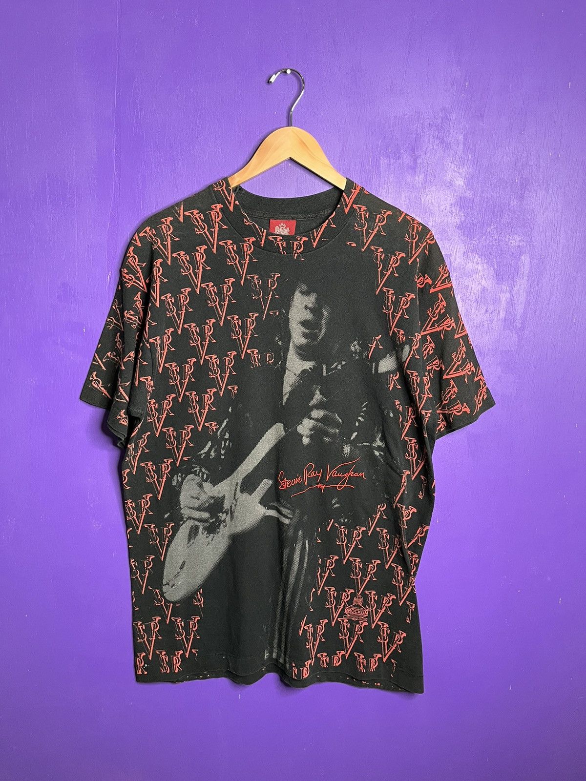 Image of Made In USA x Tour Tee Vintage 1992 Stevie Ray Vaughan Aop T-Shirt in Black, Men's (Size XL)