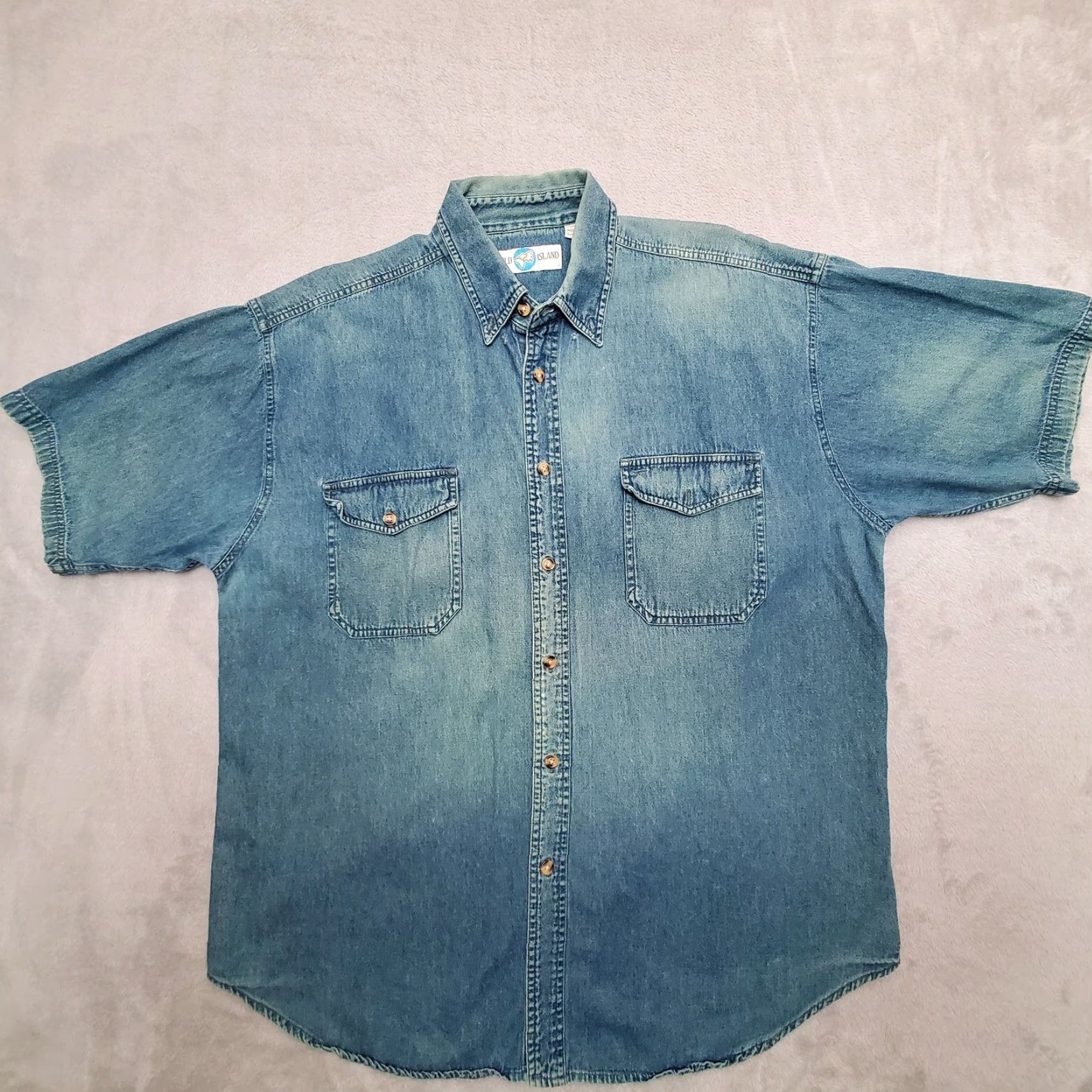 Vintage VINTAGE World Island Shirt Men XL Blue Denim Button-Up Western Workwear Size US XL / EU 56 / 4 - 2 Thumbnail