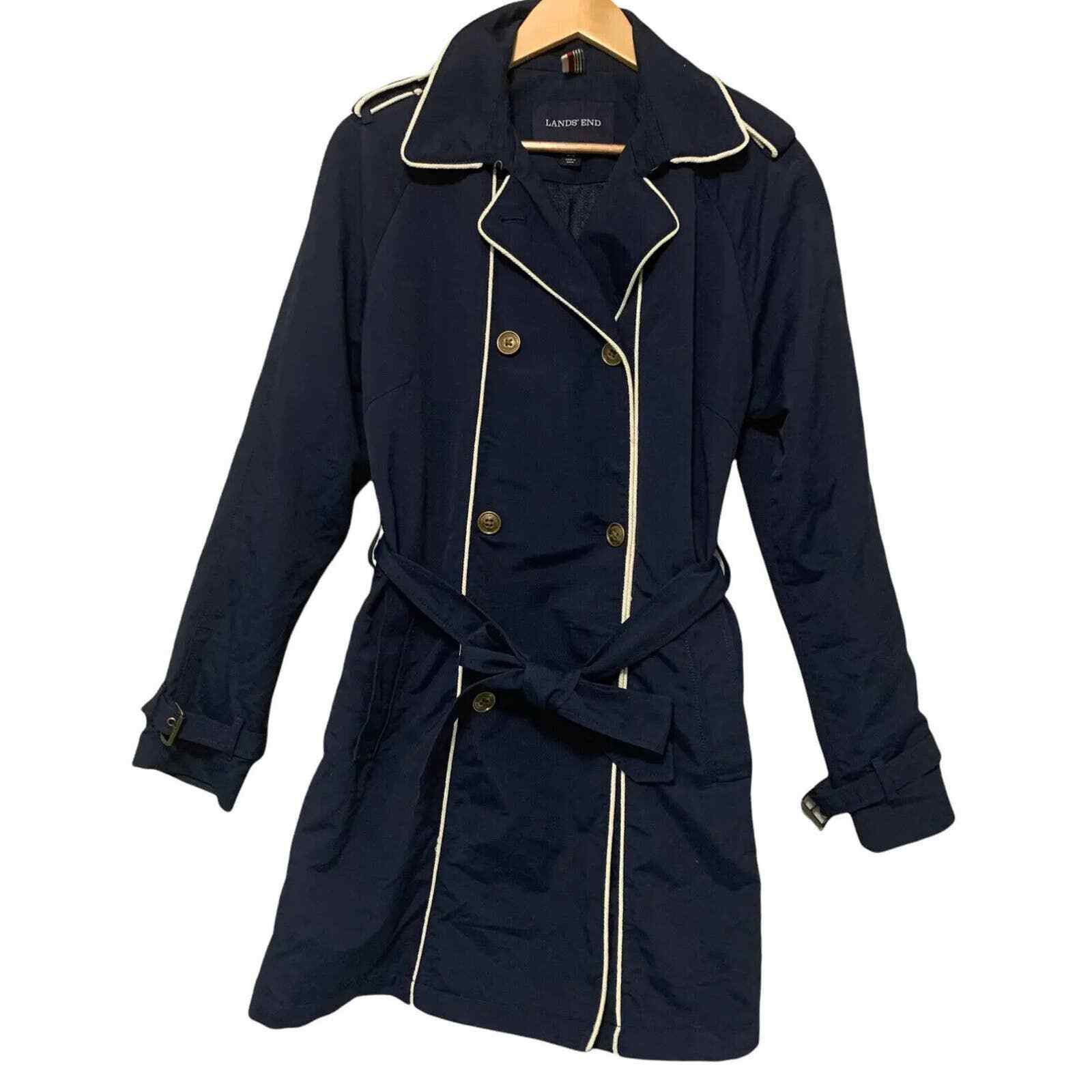 Lands' End Lands End Navy Blue Heritage Belt Trench Coat Med 10-12 Size M / US 6-8 / IT 42-44 - 9 Thumbnail