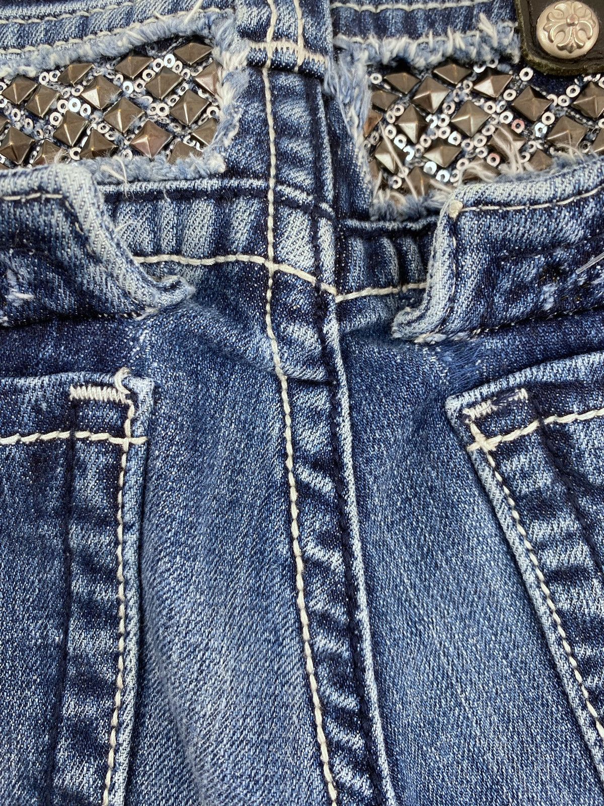 Miss Me Y2K Vintage Miss Me Distressed Studded Bermuda Denim Shorts Size 29" - 8 Thumbnail